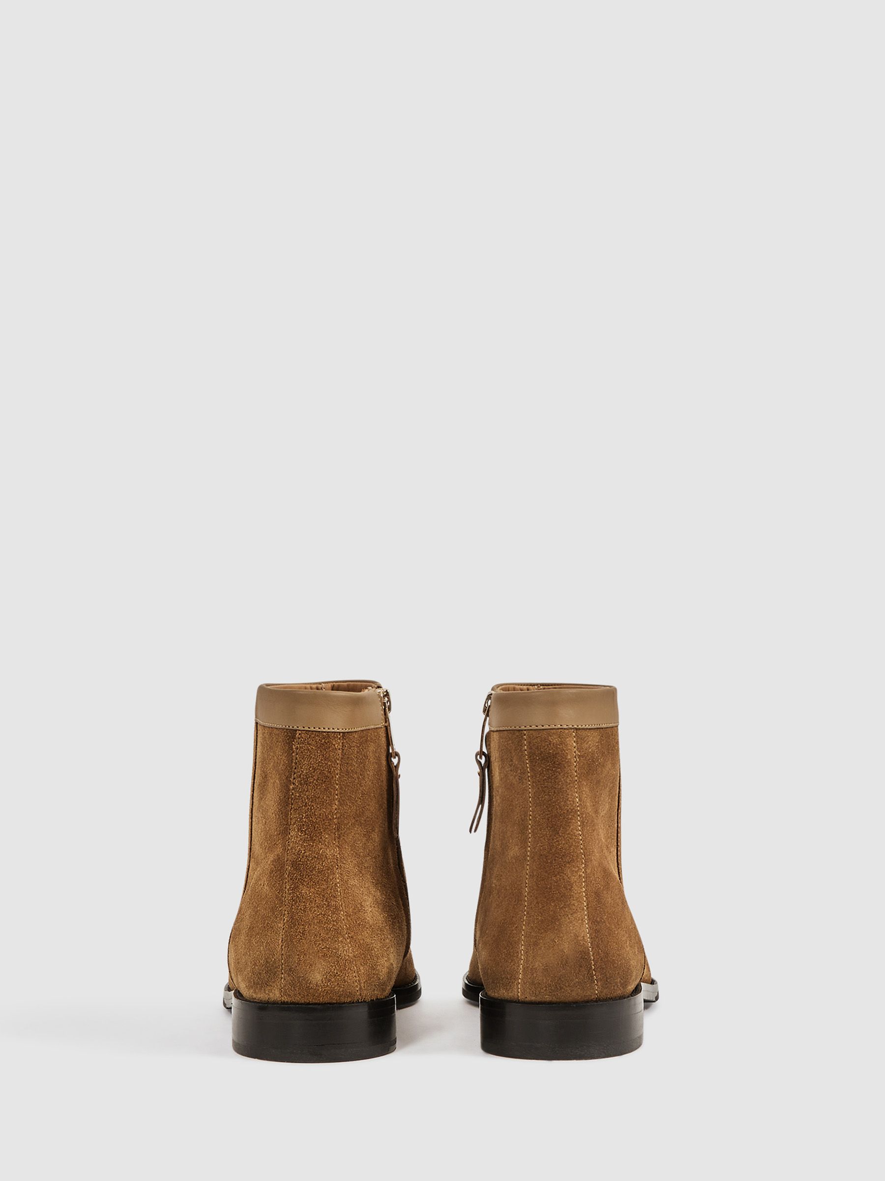 Suede Zip-Through Boots in Stone - Image 4 of 5