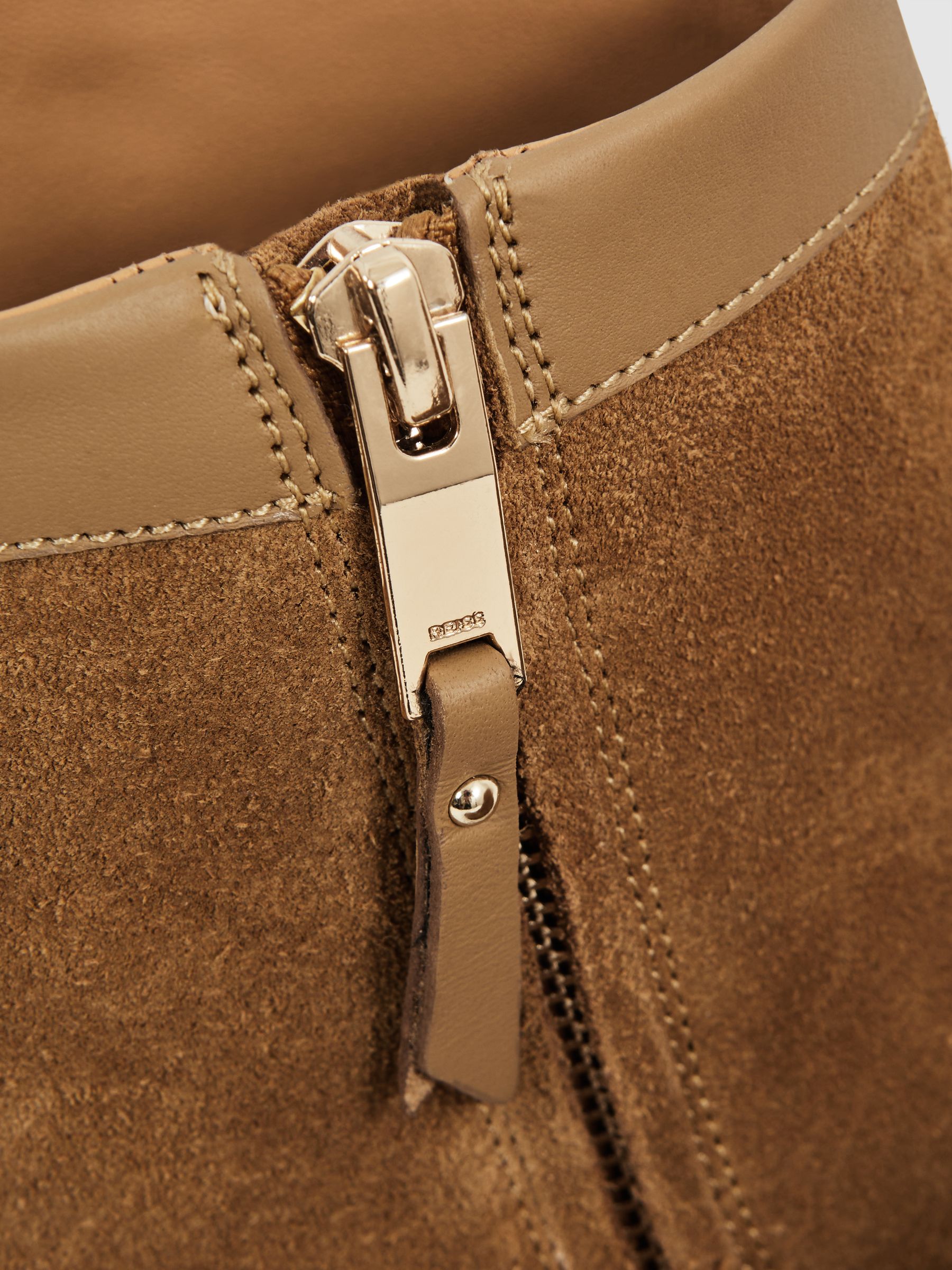 Suede Zip-Through Boots in Stone - Image 5 of 5