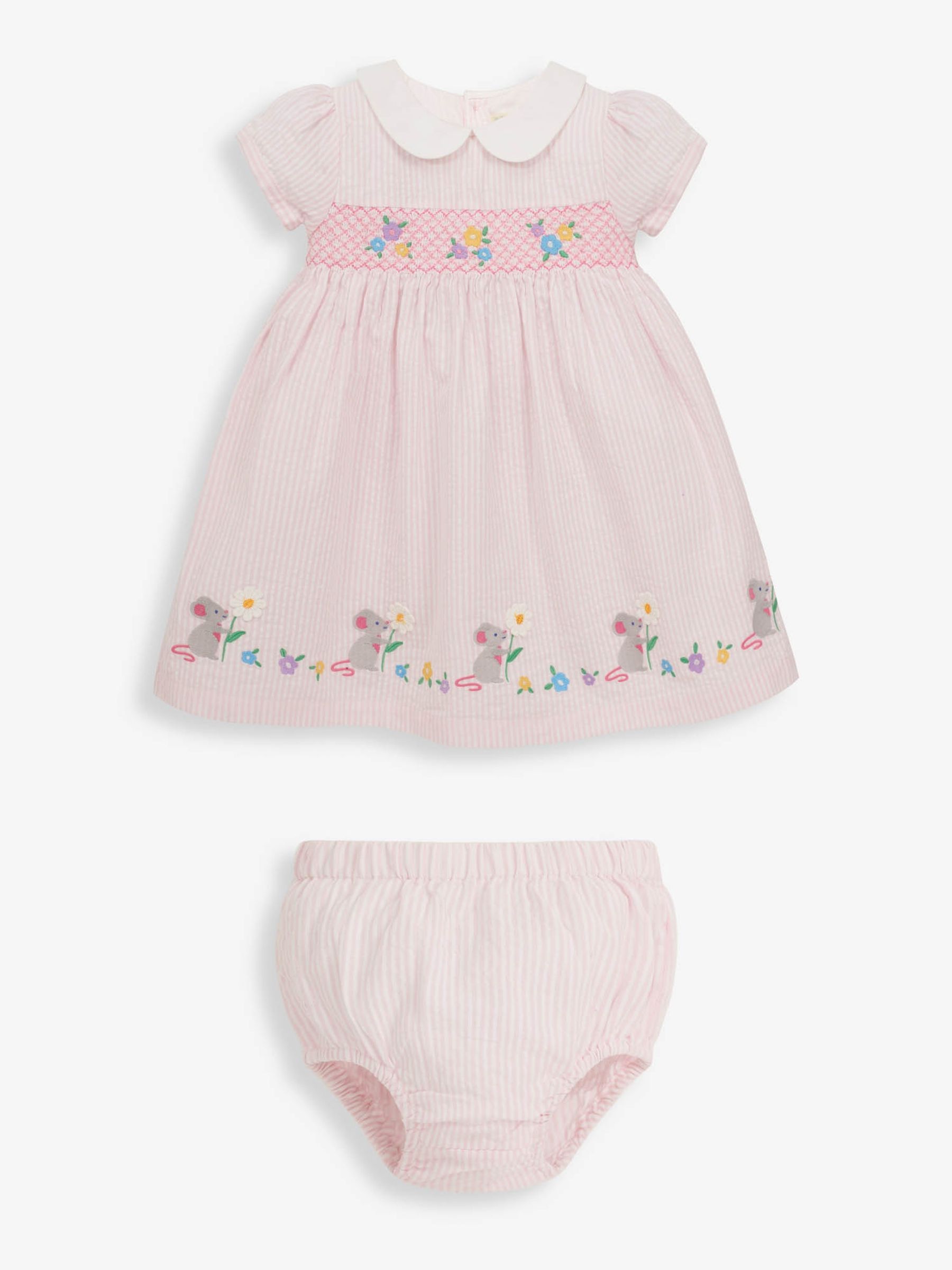 Pale Pink Girls Mouse Smocked Dress - Image 1 of 3