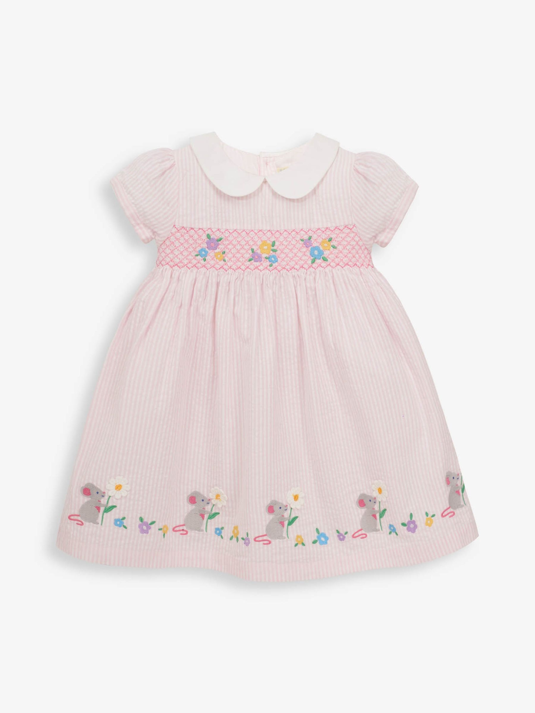 Pale Pink Girls Mouse Smocked Dress - Image 2 of 3