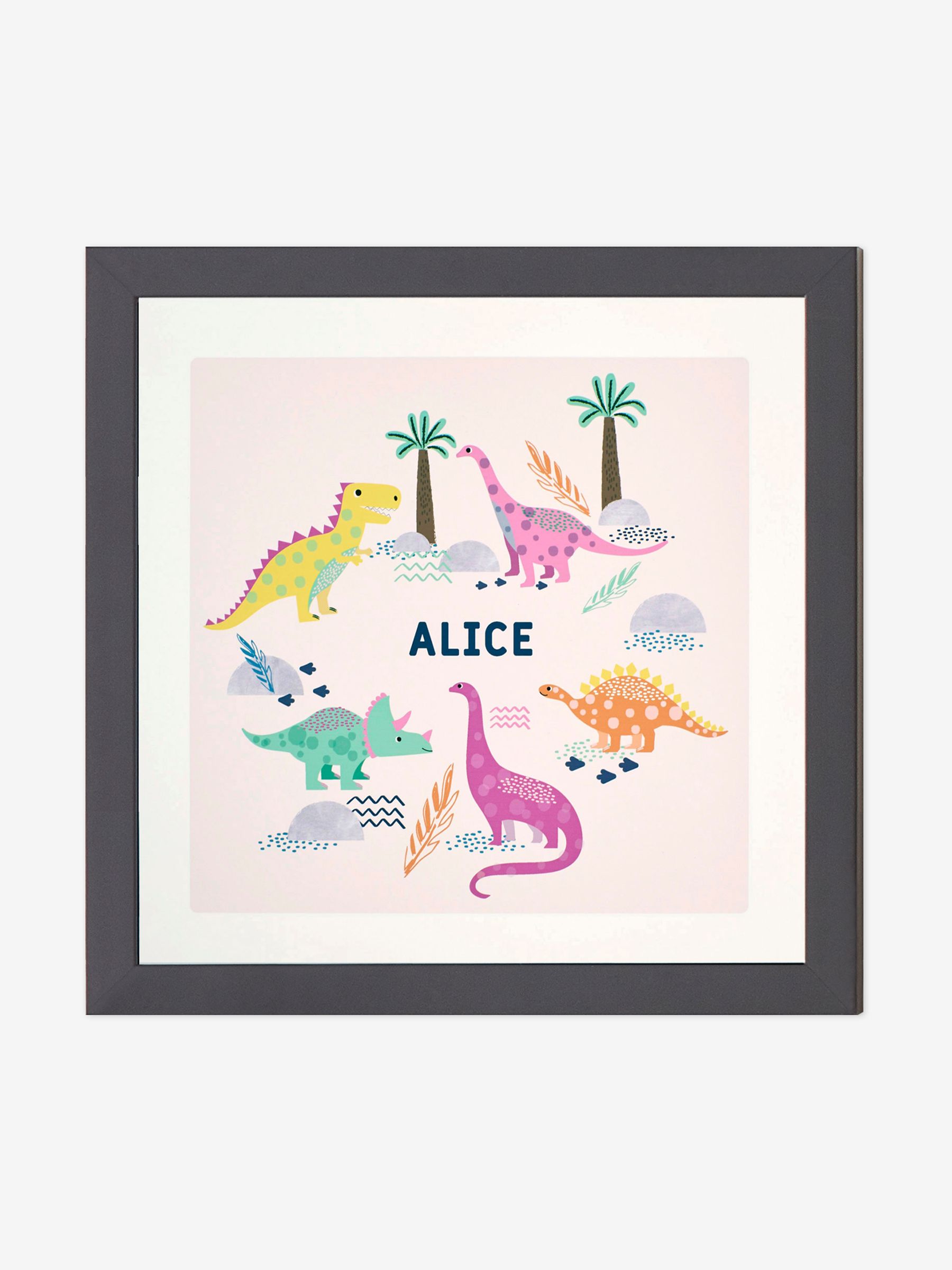 Black Personalised & Framed Dinosaur Print - Image 1 of 1