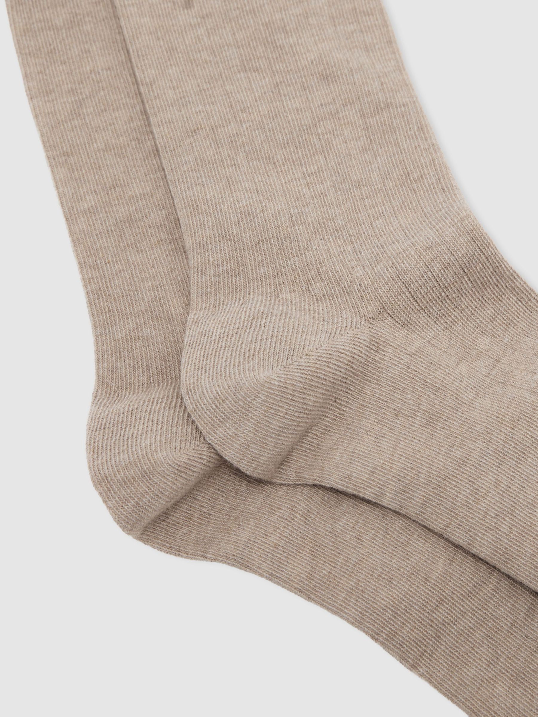 Cotton Blend Ribbed Loafer Socks in Taupe - Image 2 of 3
