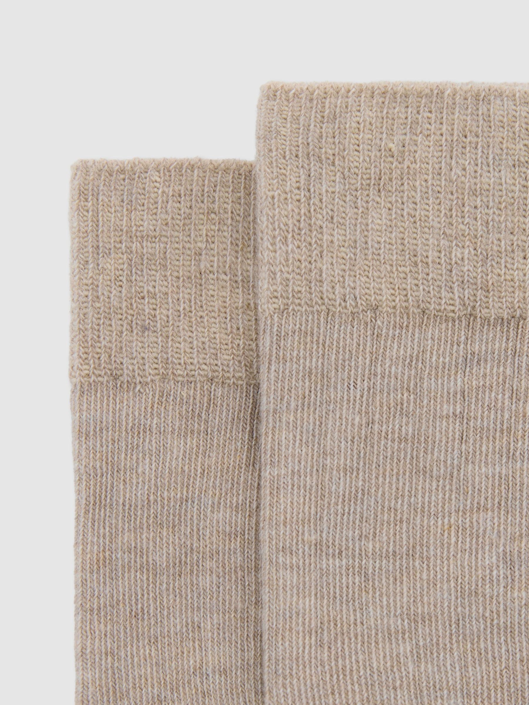 Cotton Blend Ribbed Loafer Socks in Taupe - Image 3 of 3