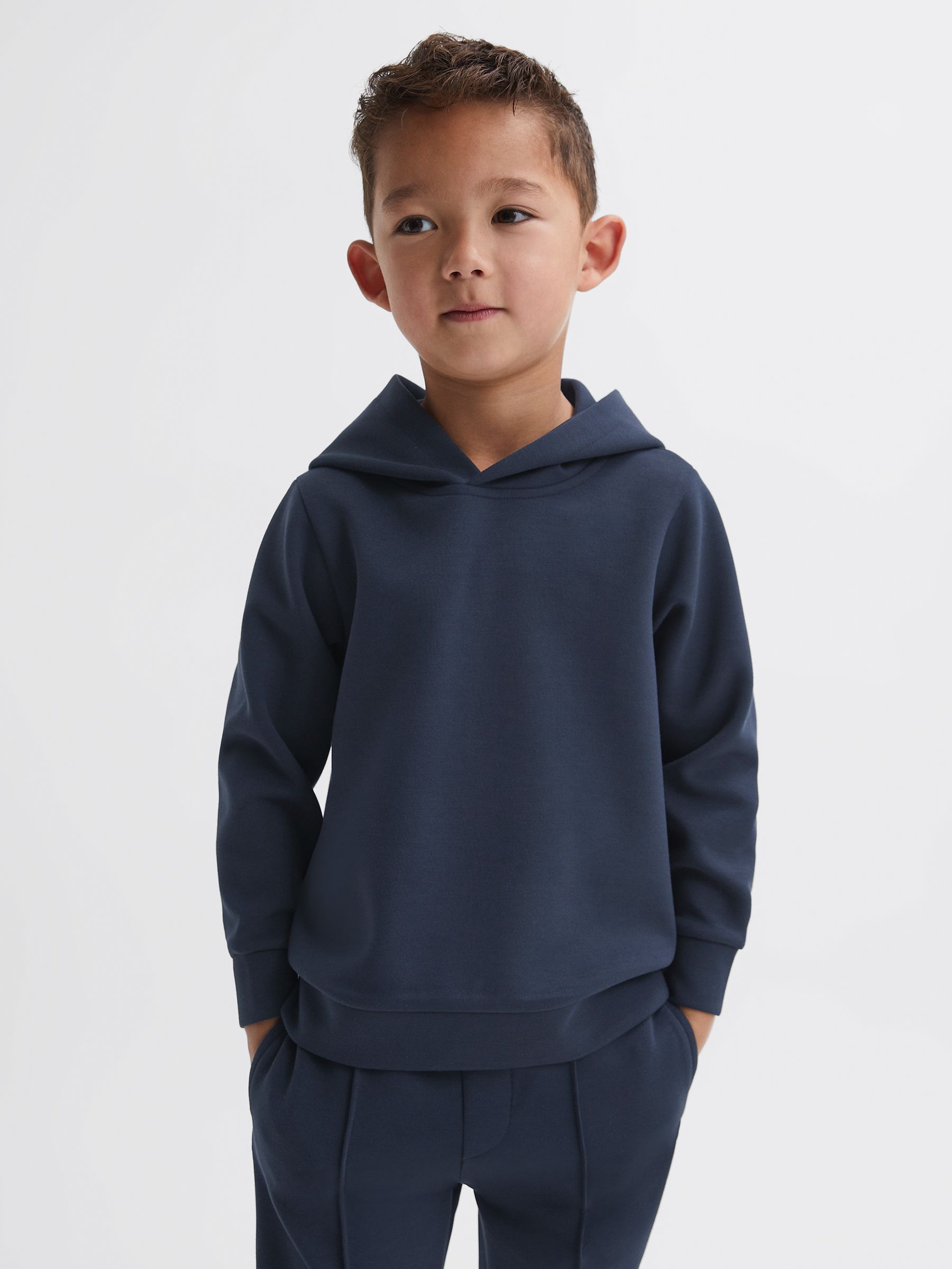 Junior Interlock Jersey Hoodie in Eclipse Blue - Image 1 of 5