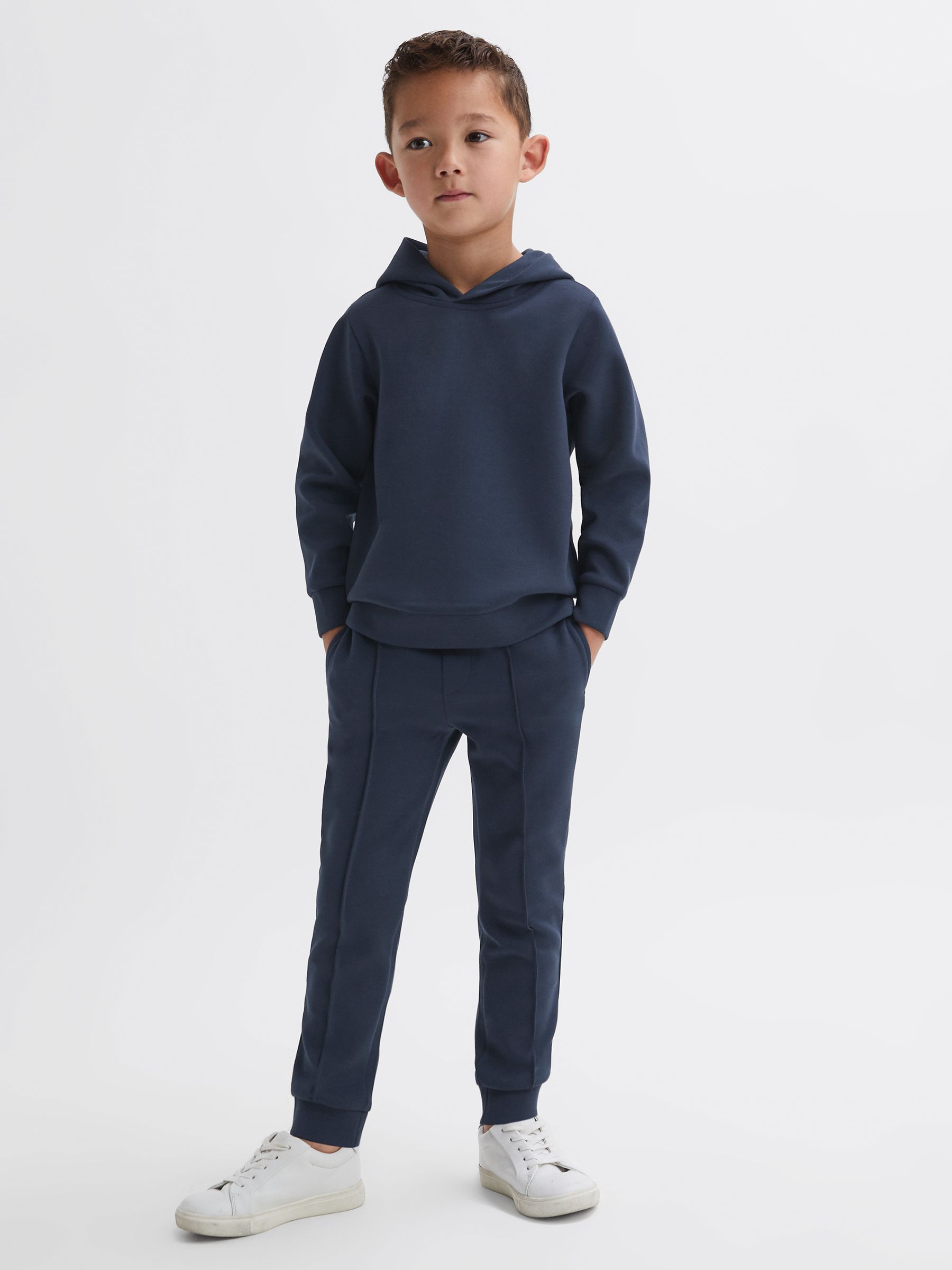 Junior Interlock Jersey Hoodie in Eclipse Blue - Image 3 of 5