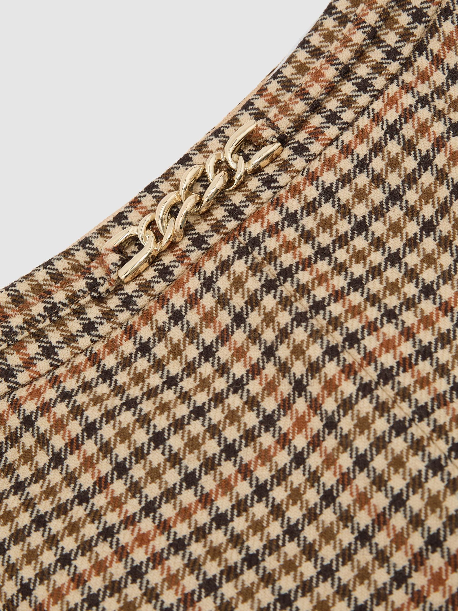 Wool Check Hardware-Detail Mini Skirt in Neutral Check - Image 6 of 6