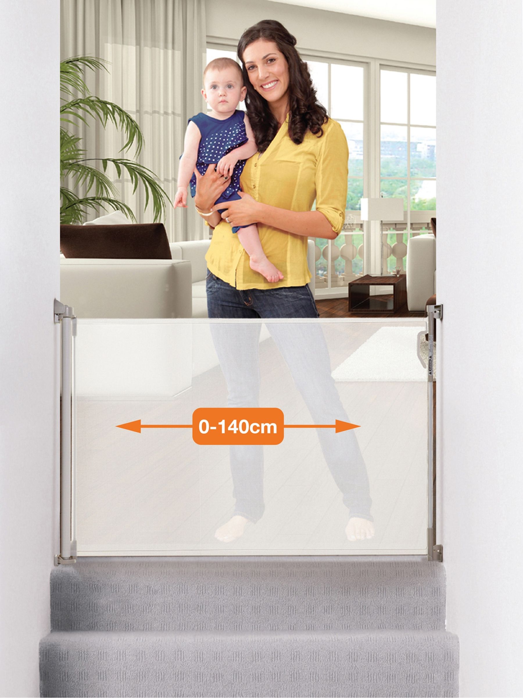 White Dreambaby Retractable Gate (Fits Gaps up to 140cm) - Image 1 of 4