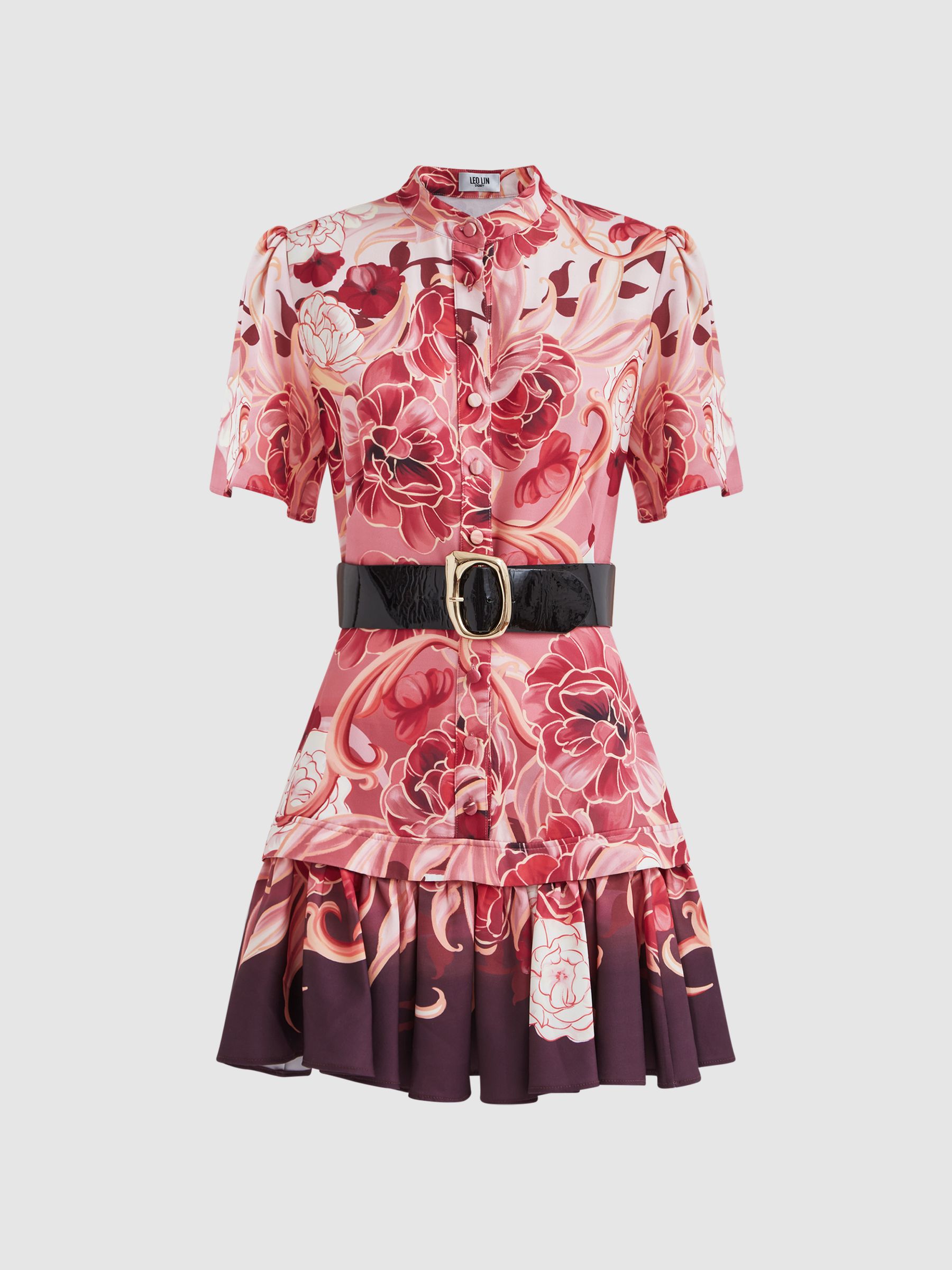 Leo Lin Linen Floral Mini Dress in Adorn Print Passion - Image 2 of 5