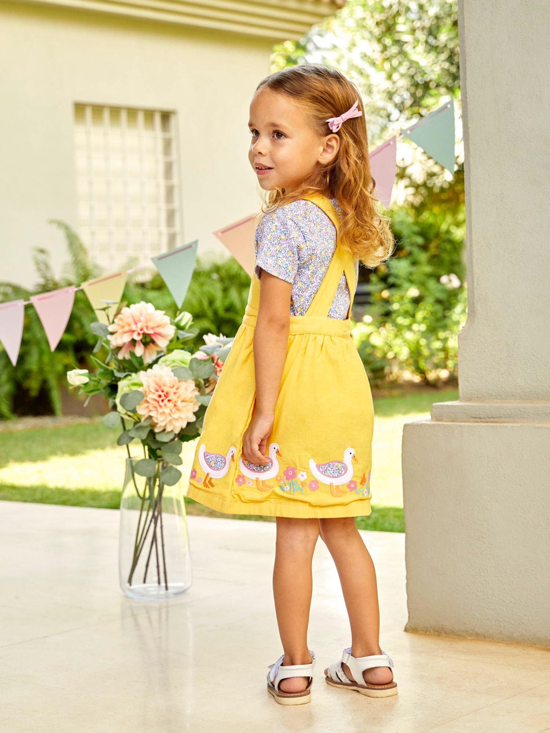 Yellow 2-Piece Duck Appliqué Dungaree Dress & Top Set - Image 5 of 6