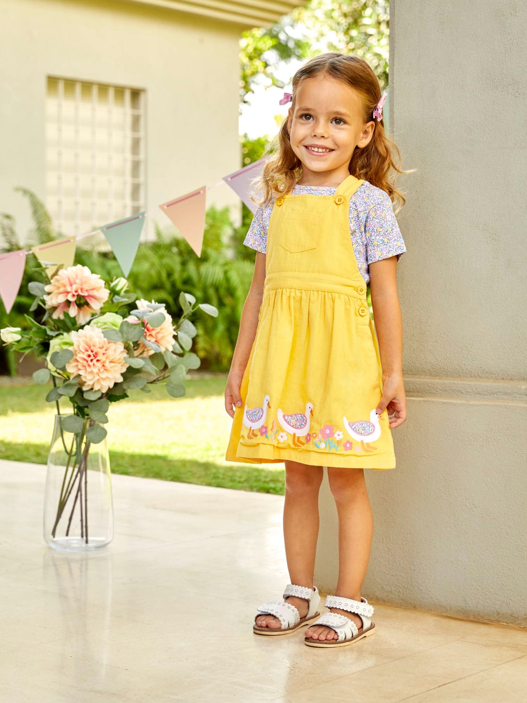 Yellow 2-Piece Duck Appliqué Dungaree Dress & Top Set - Image 6 of 6