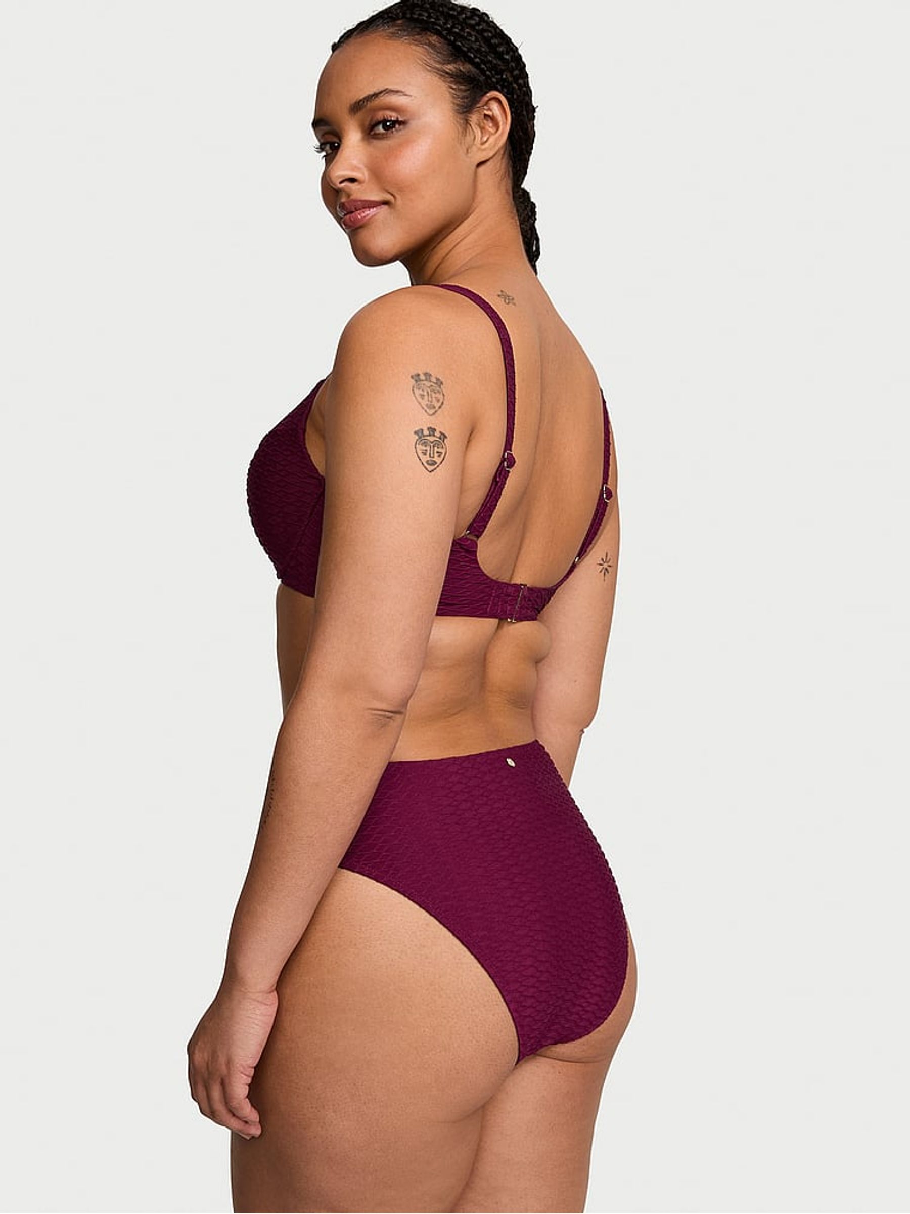Pink Rouge Fishnet High Leg Swim Bikini Bottom - Image 2 of 3