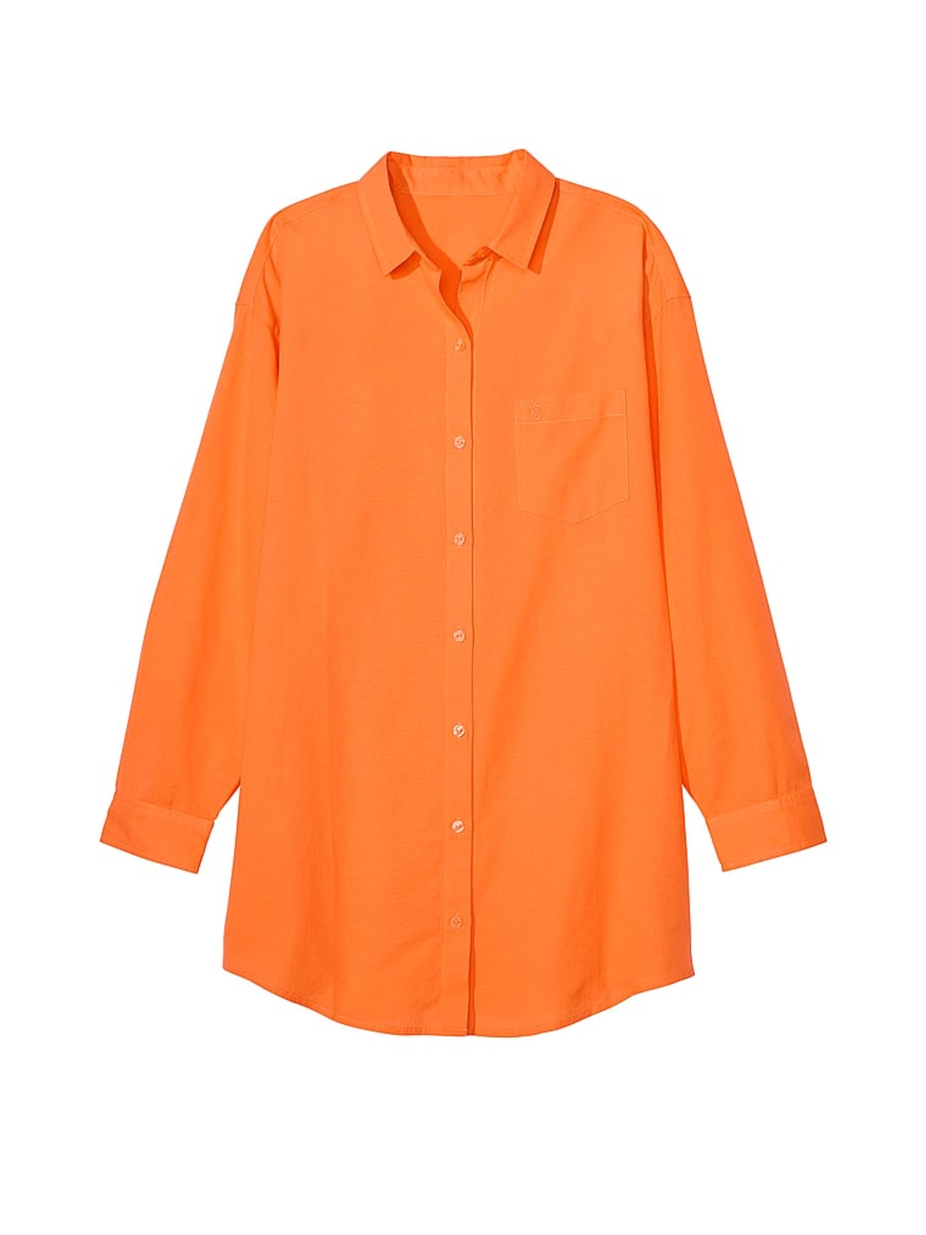 Sunset Orange Linen Oversized Linen Shirt Cover Up - Image 1 of 1