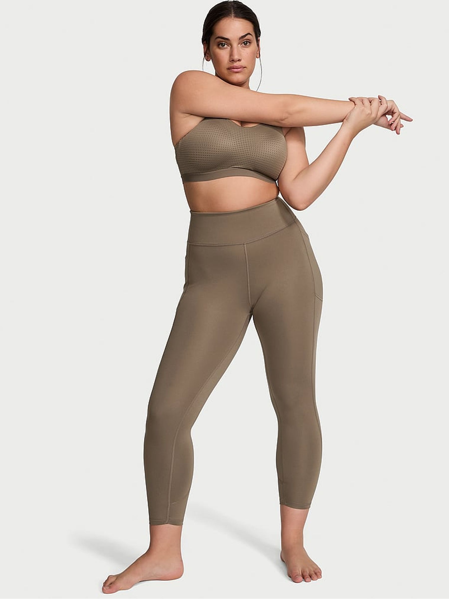 Terra Olive Green 7/8 Length Essential Pocket Leggings - Image 1 of 4