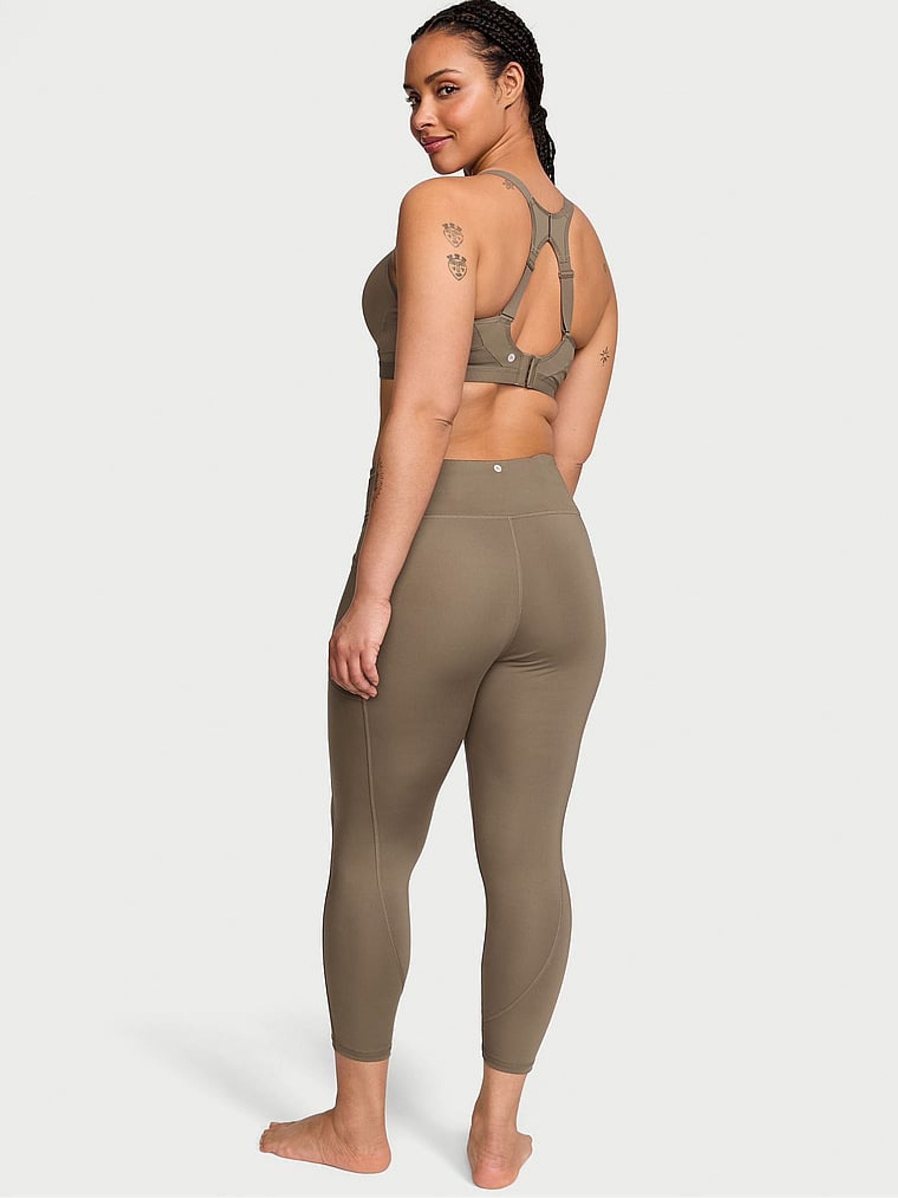 Terra Olive Green 7/8 Length Essential Pocket Leggings - Image 2 of 4