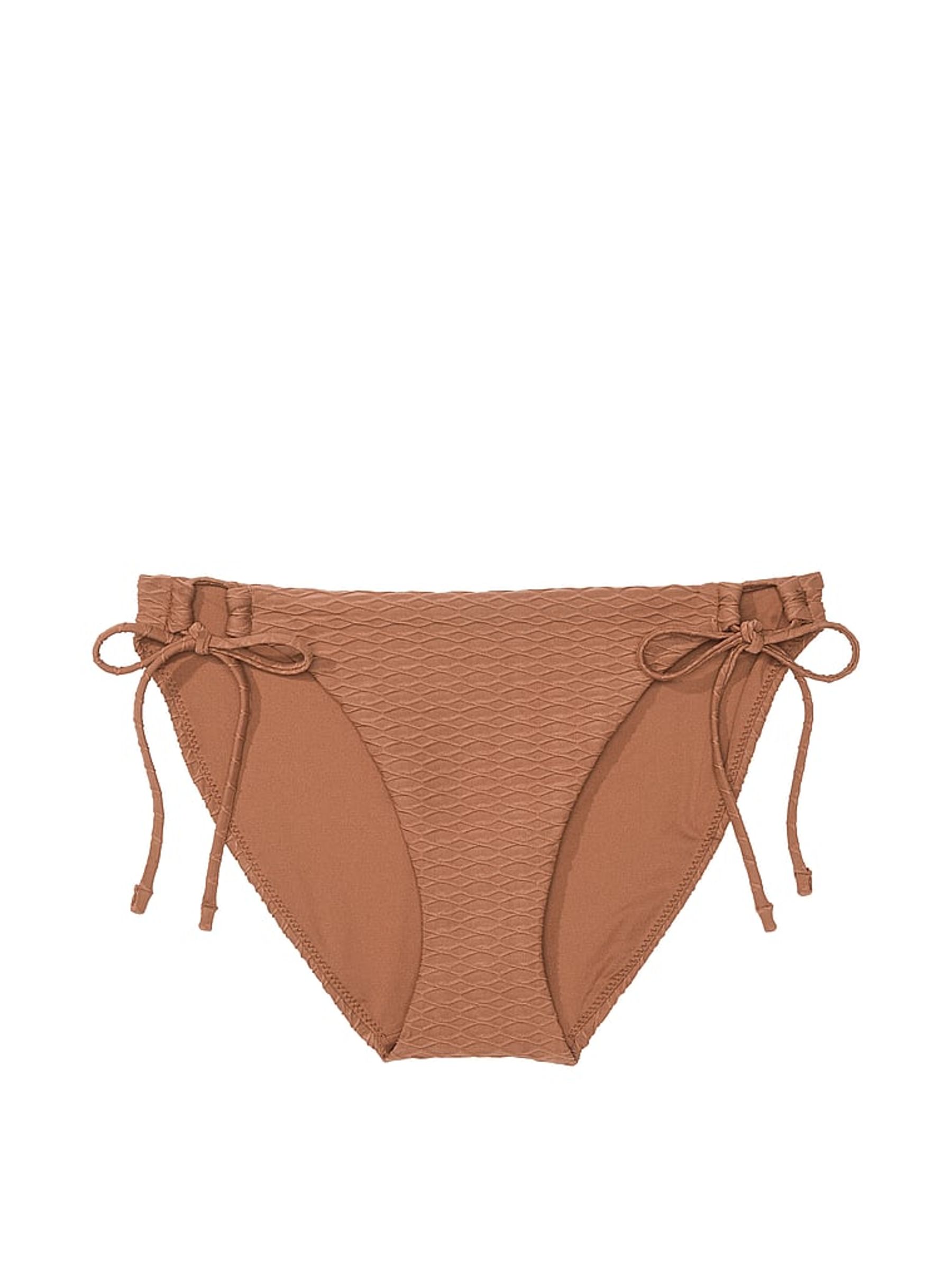 Caramel Brown Fishnet Tie Side Swim Bikini Bottom - Image 3 of 3