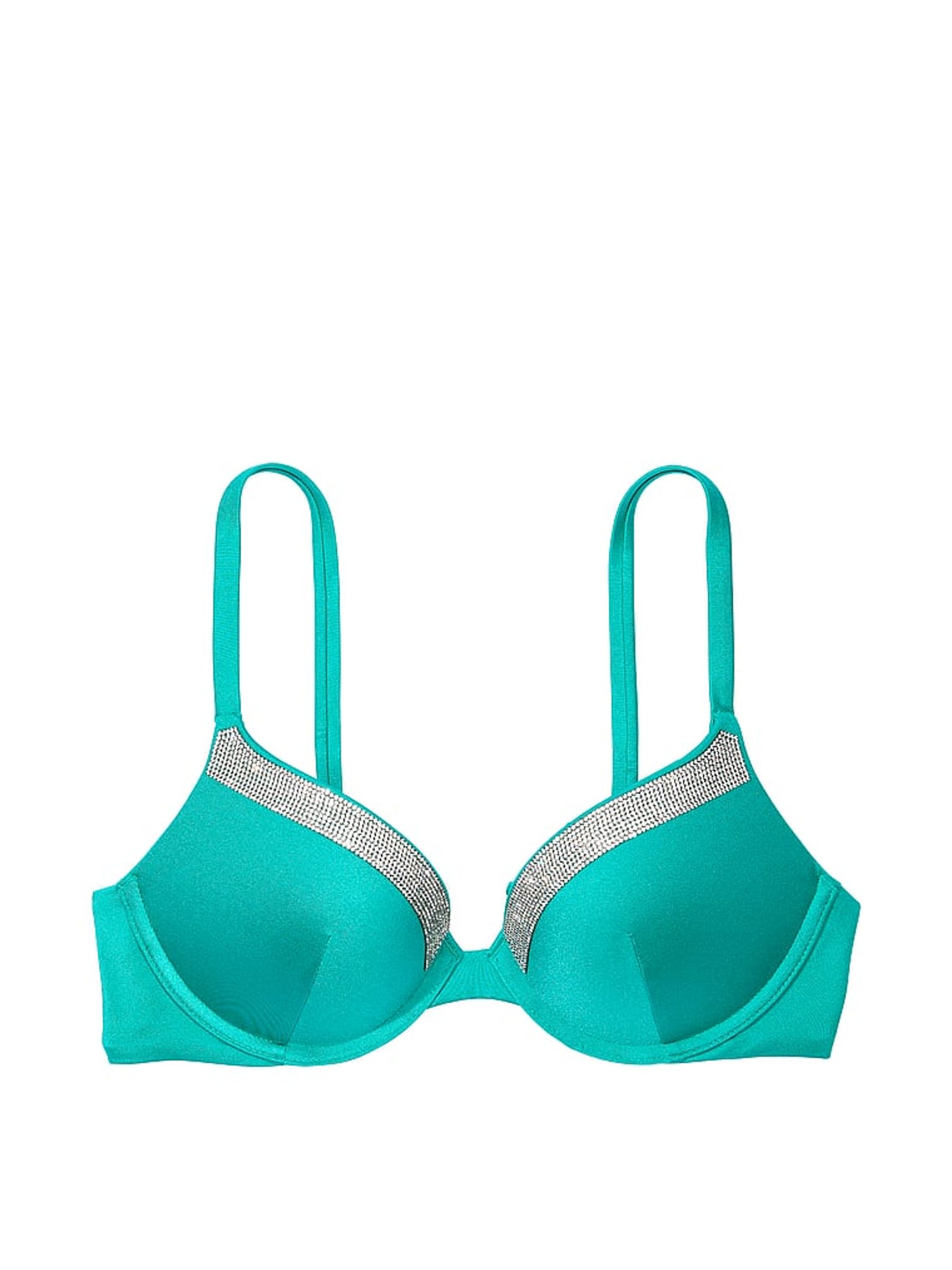 Capri Sea Blue Push Up Shine Strap Swim Bikini Top - Image 3 of 3