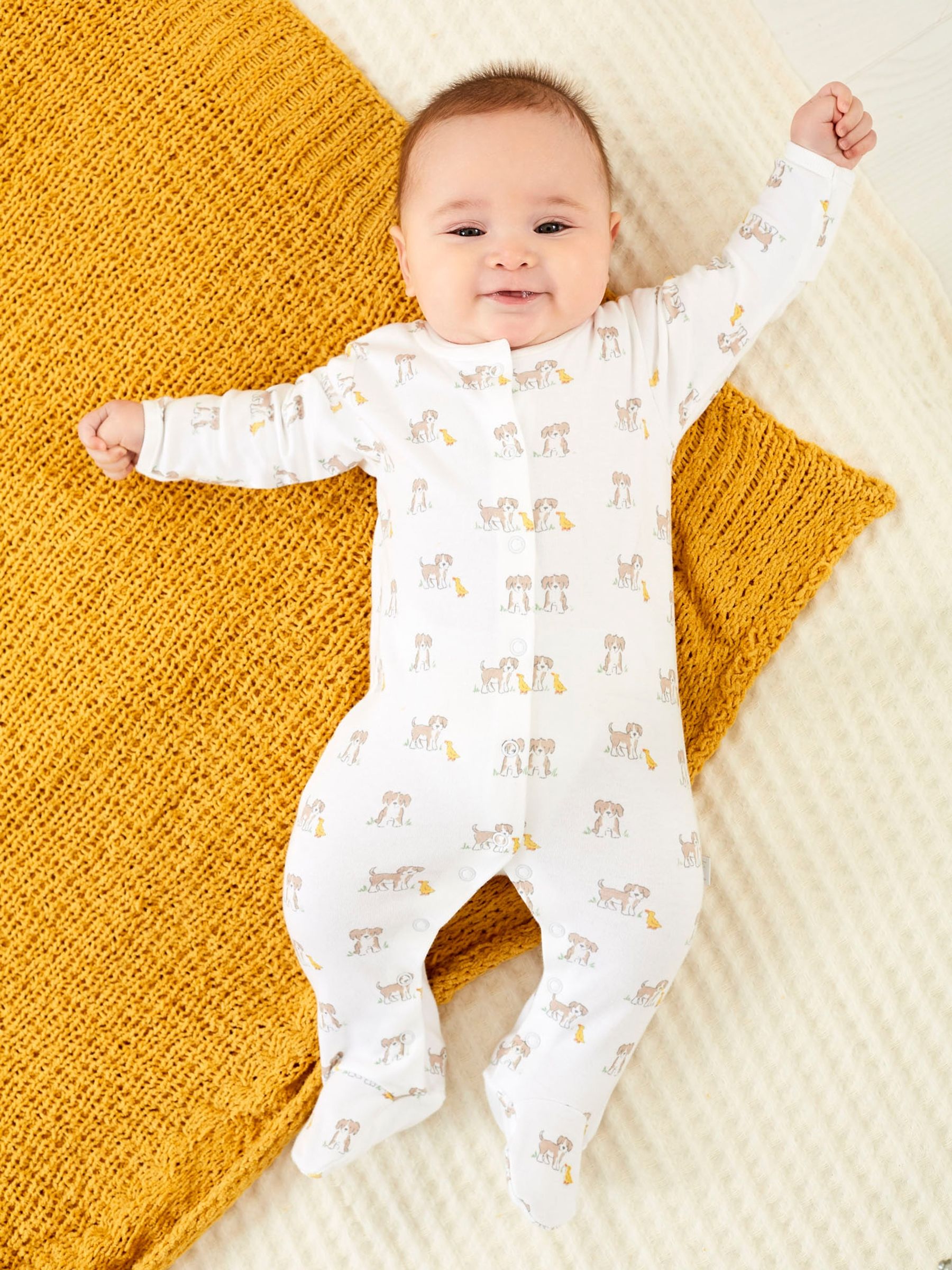 White Puppy Print Sleepsuit - Image 1 of 3