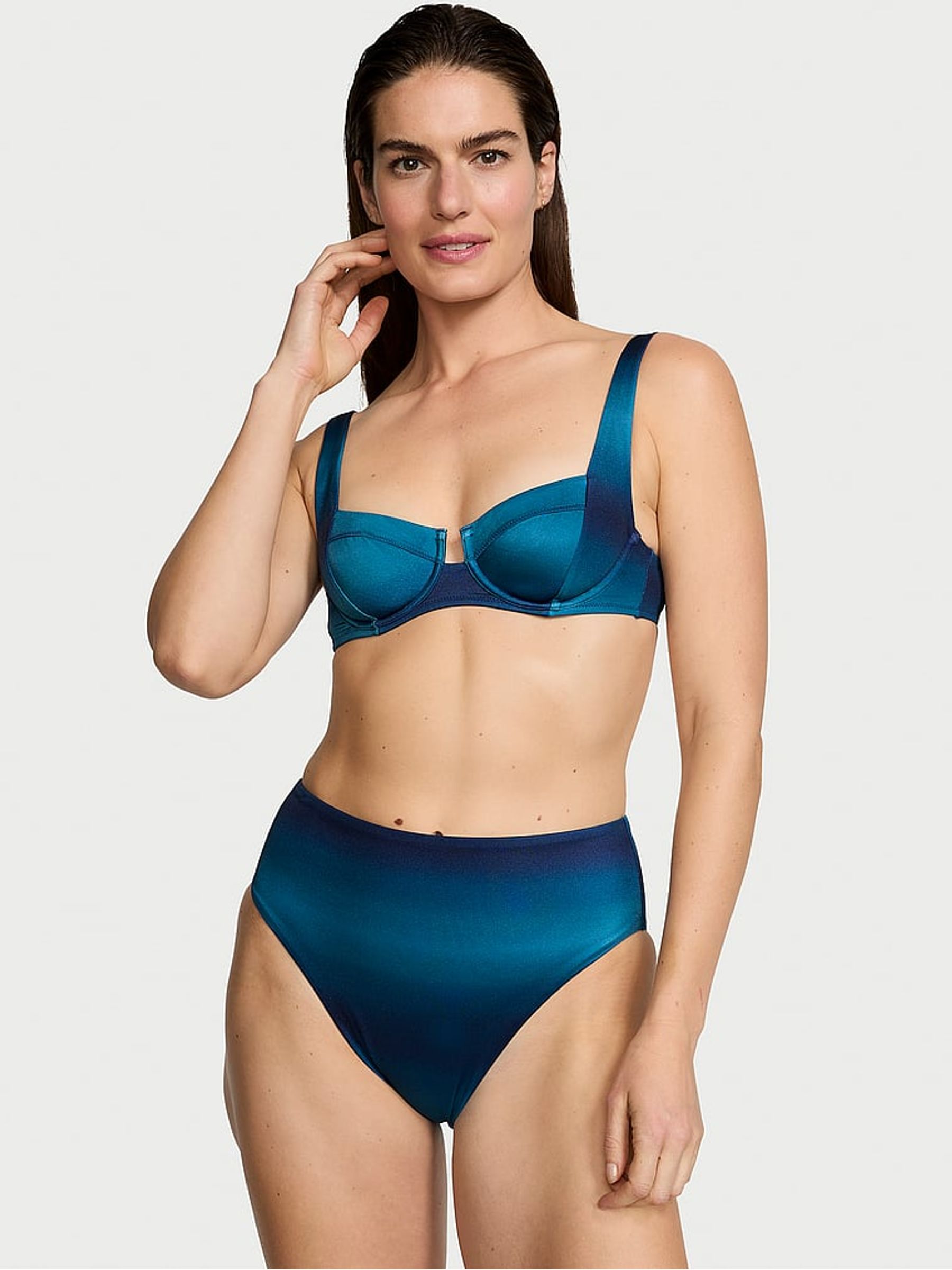 Blue Ombre High Waisted Swim Bikini Bottom - Image 1 of 3