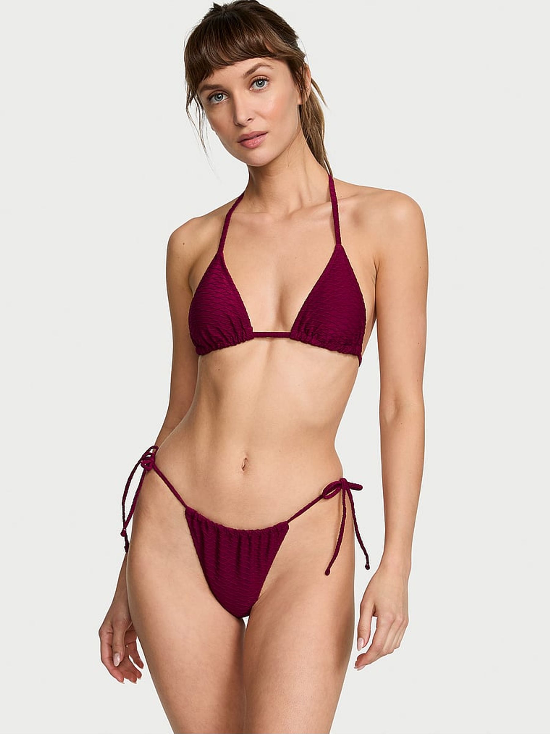 Pink Rouge Fishnet Triangle Swim Bikini Top - Image 1 of 3