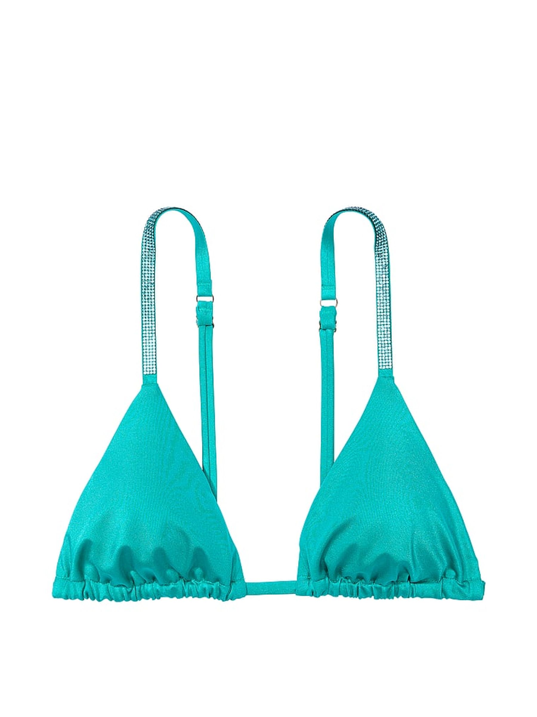 Capri Sea Blue Triangle Shine Strap Swim Bikini Top - Image 3 of 3