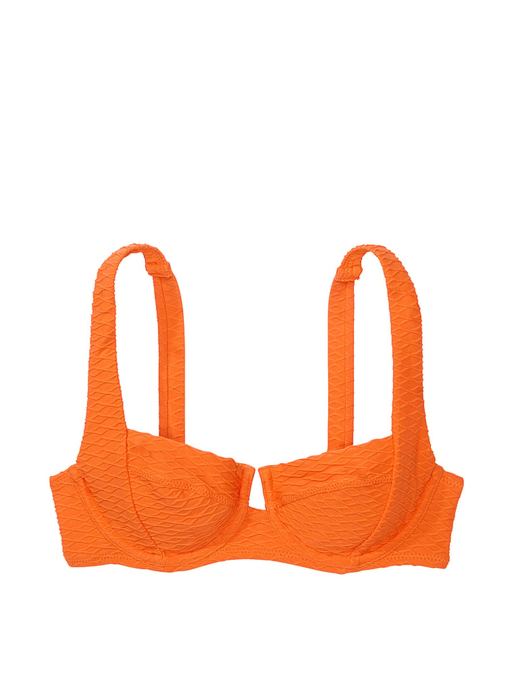 Sunset Orange Fishnet Balcony Swim Bikini Top - Image 3 of 3