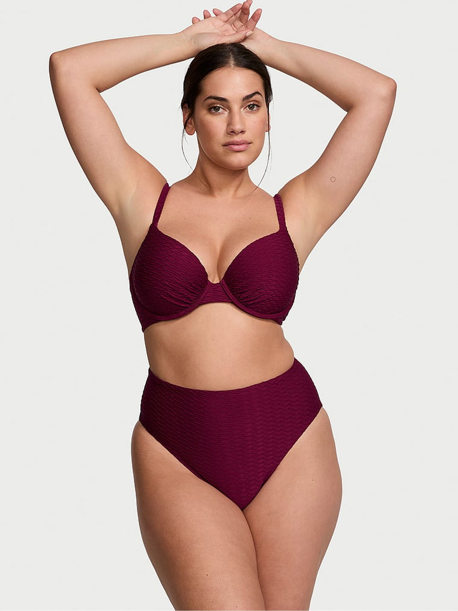 Pink Rouge Fishnet Padded Swim Bikini Top - Image 1 of 3