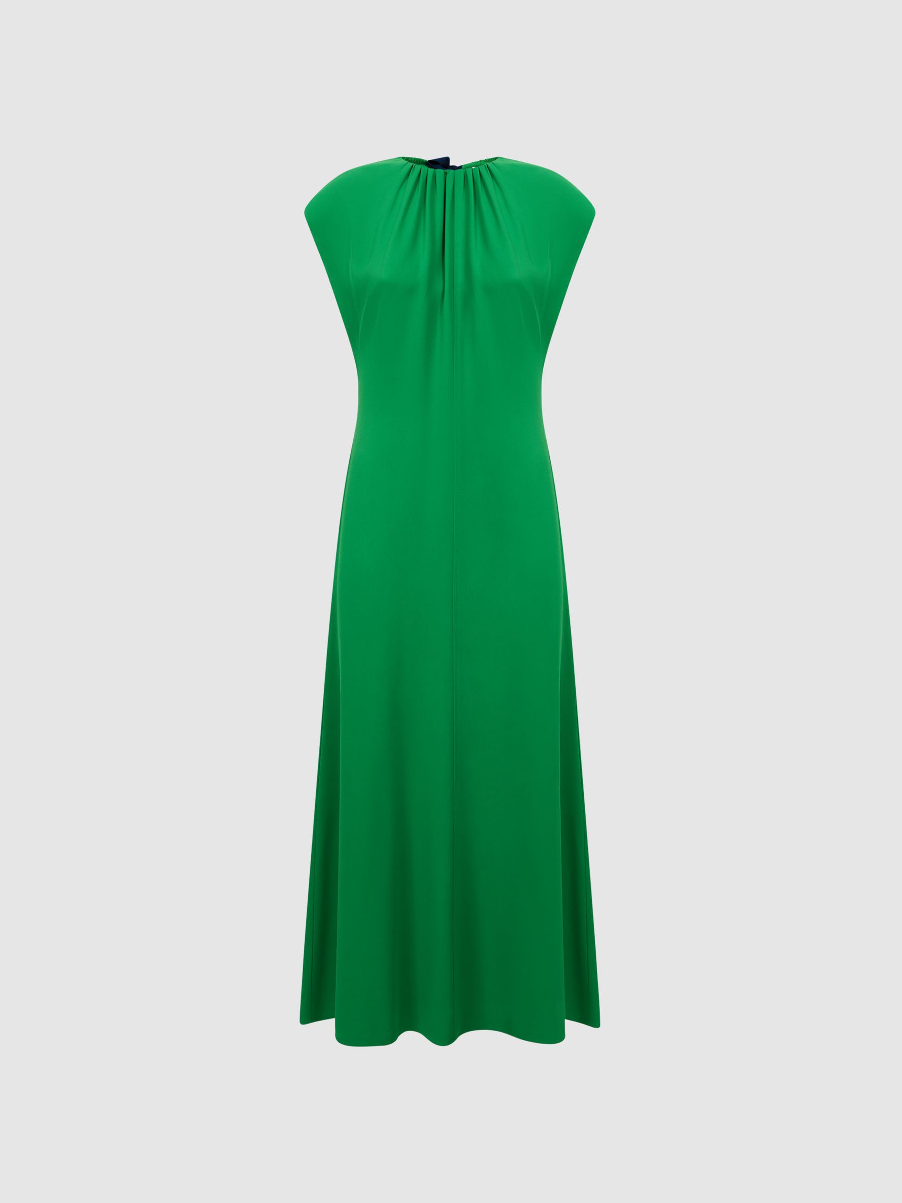 Florere Tie Neck Midi Dress in Bright Green - Image 2 of 6