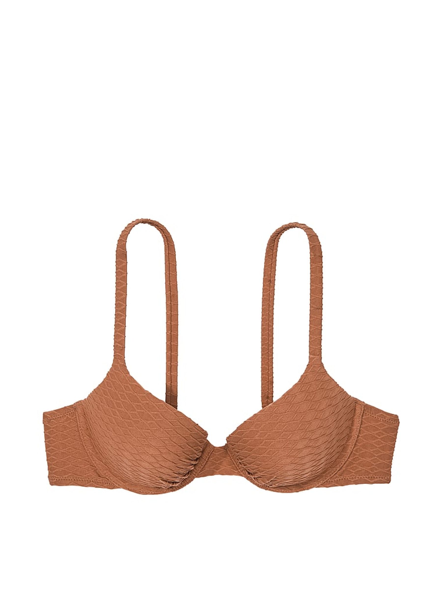 Caramel Brown Fishnet Padded Swim Bikini Top - Image 3 of 3