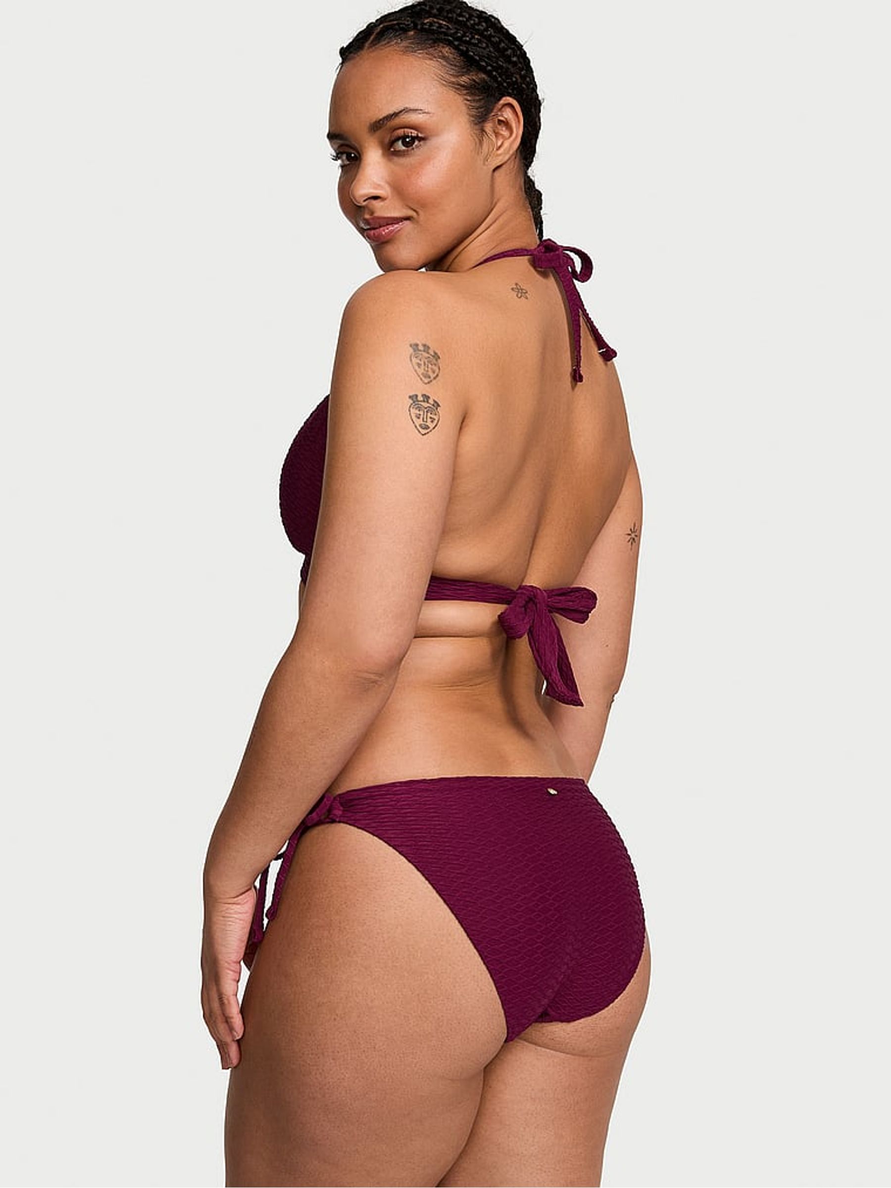 Pink Rouge Fishnet Halter Swim Bikini Top - Image 2 of 3
