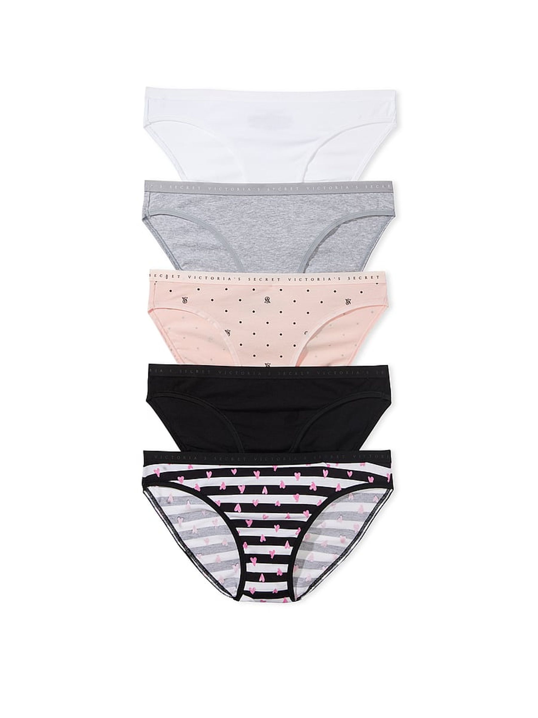 White/Grey/Pink/Black Bikini 5 Pack Knickers - Image 1 of 4
