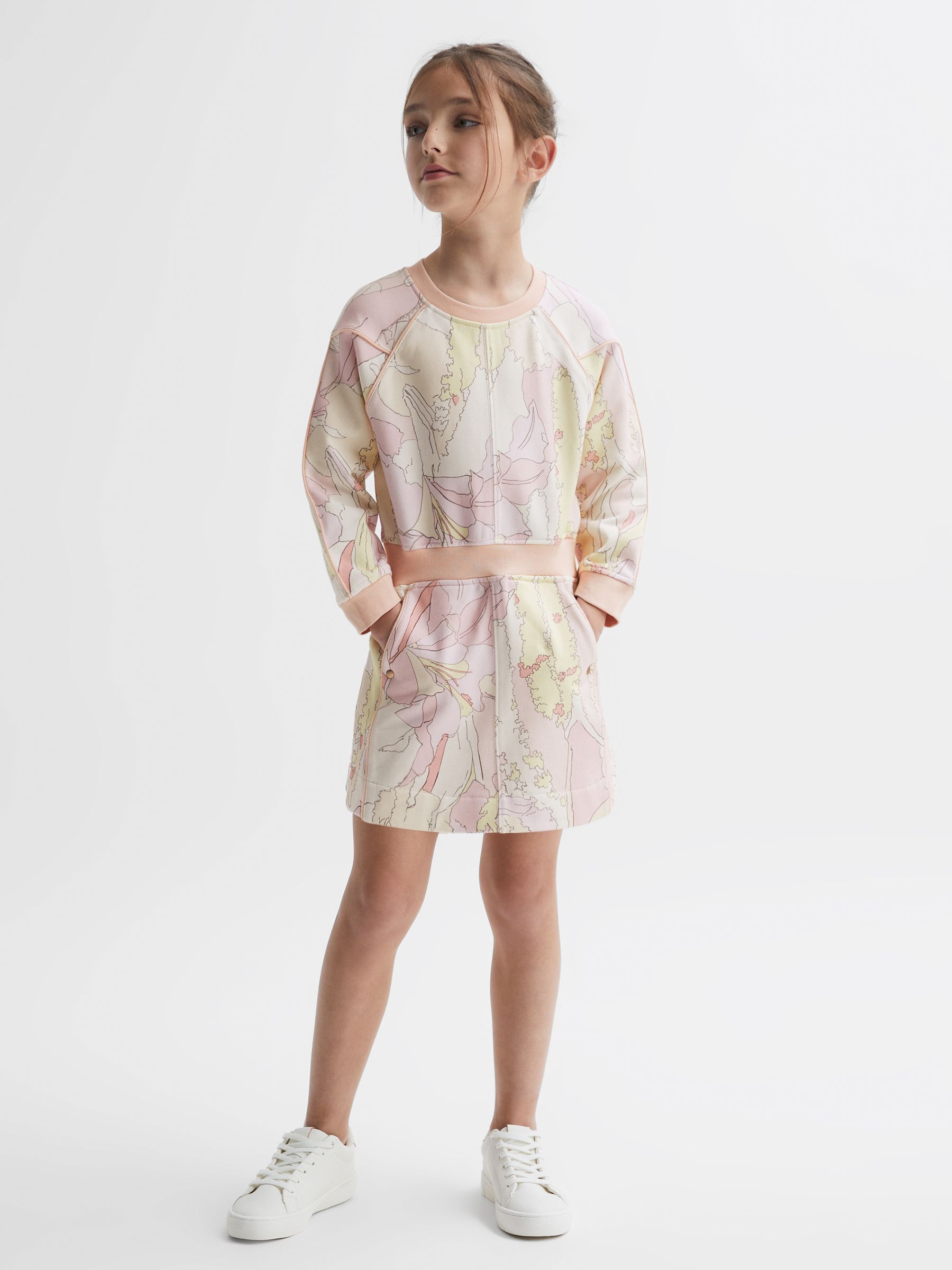 Reiss 4-9 yrs Printed Jersey Dress in Pink Print - REISS