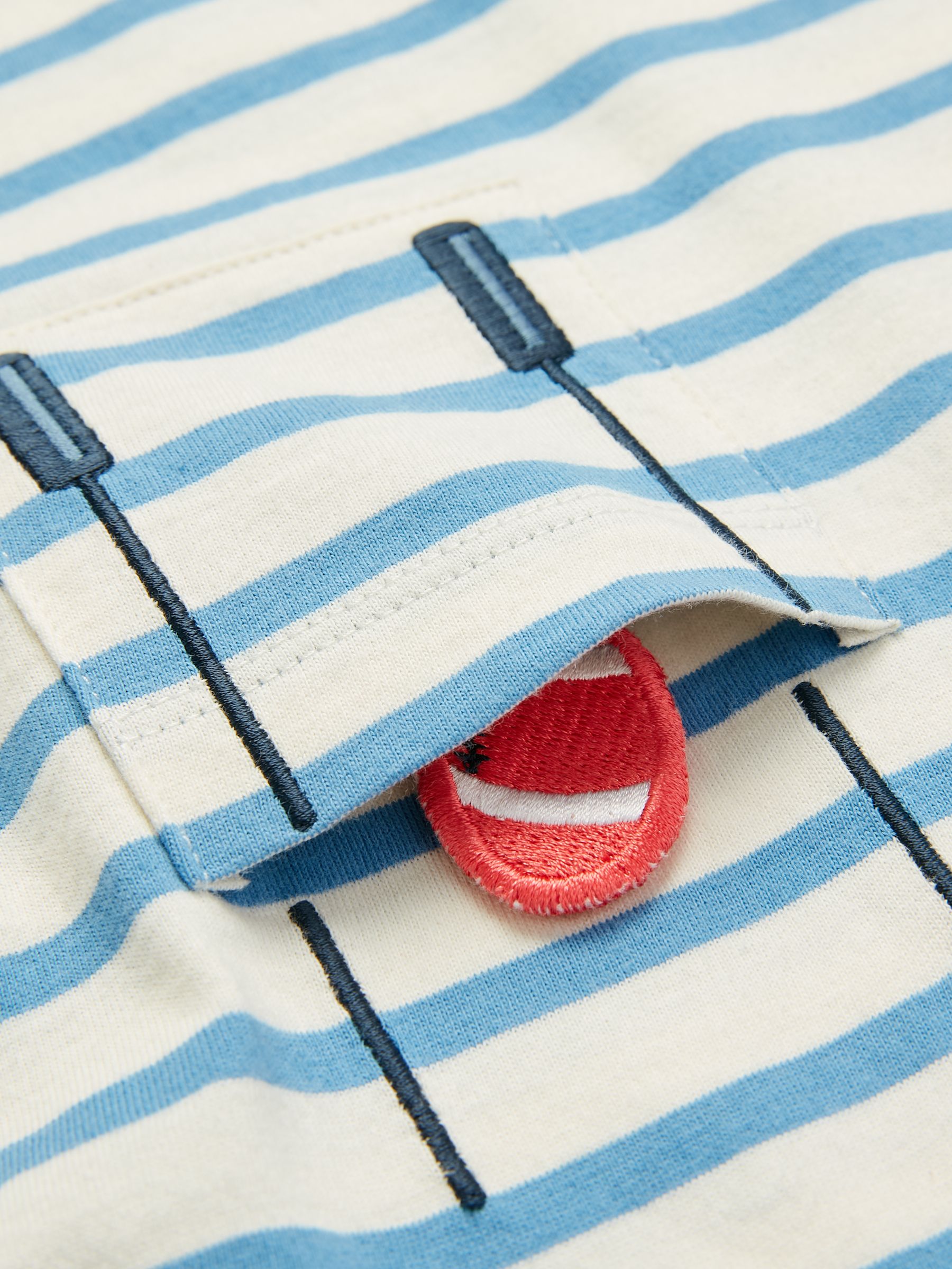 Zack Cream & Blue Short Sleeve Applique T-Shirt - Image 5 of 5