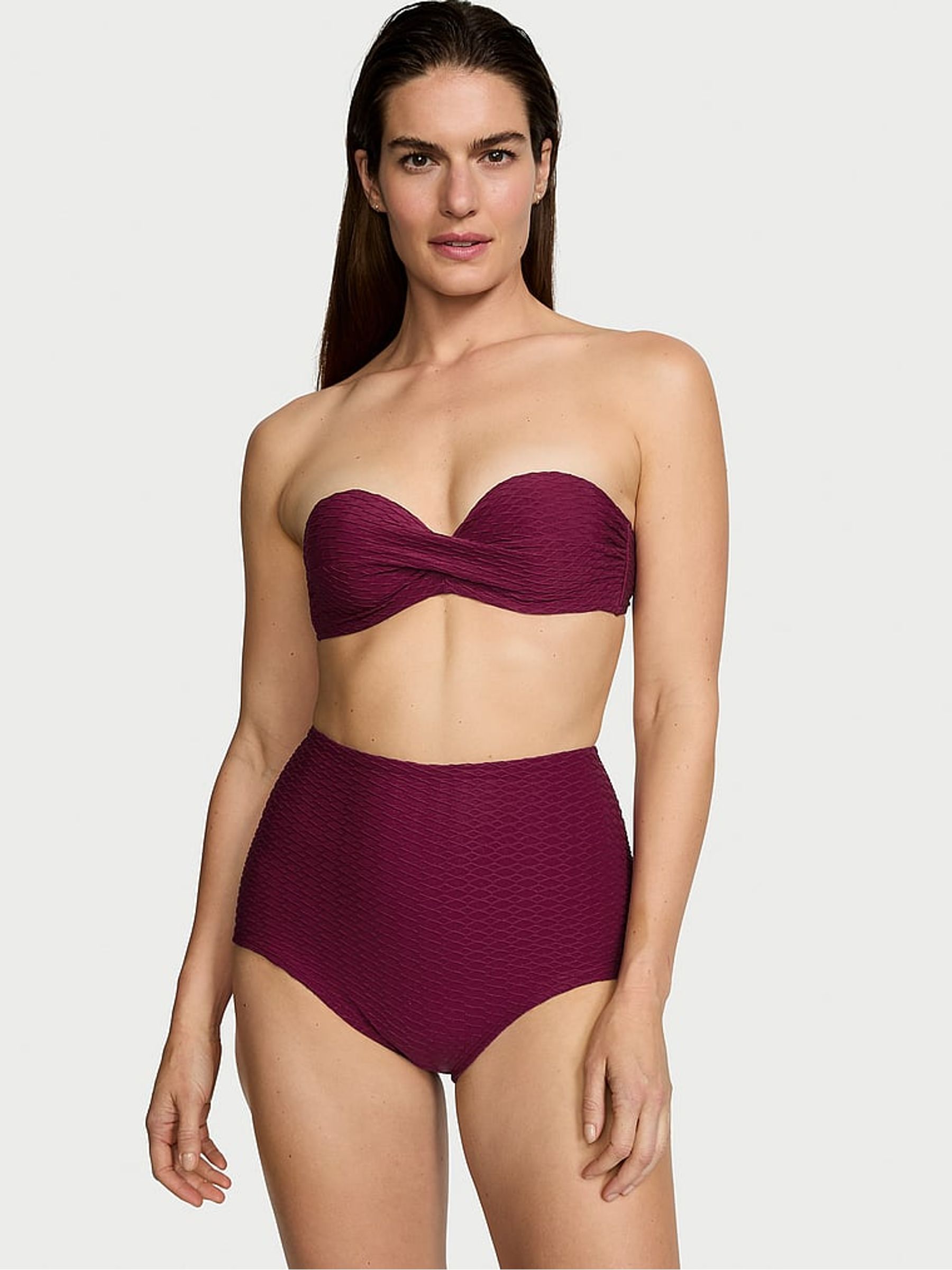 Pink Rouge Fishnet Strapless Swim Bikini Top - Image 1 of 4