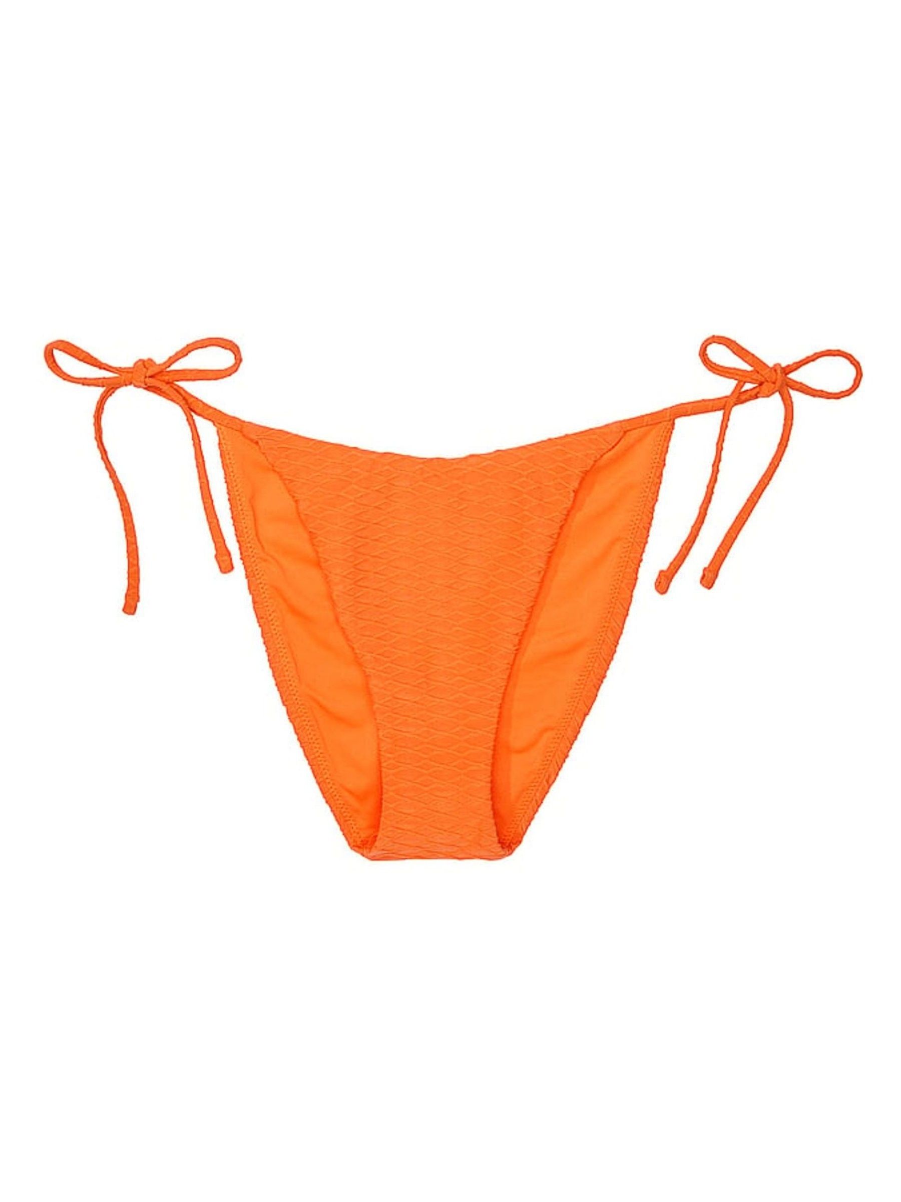 Sunset Orange Fishnet Tie Side High Leg Swim Bikini Bottom - Image 3 of 3