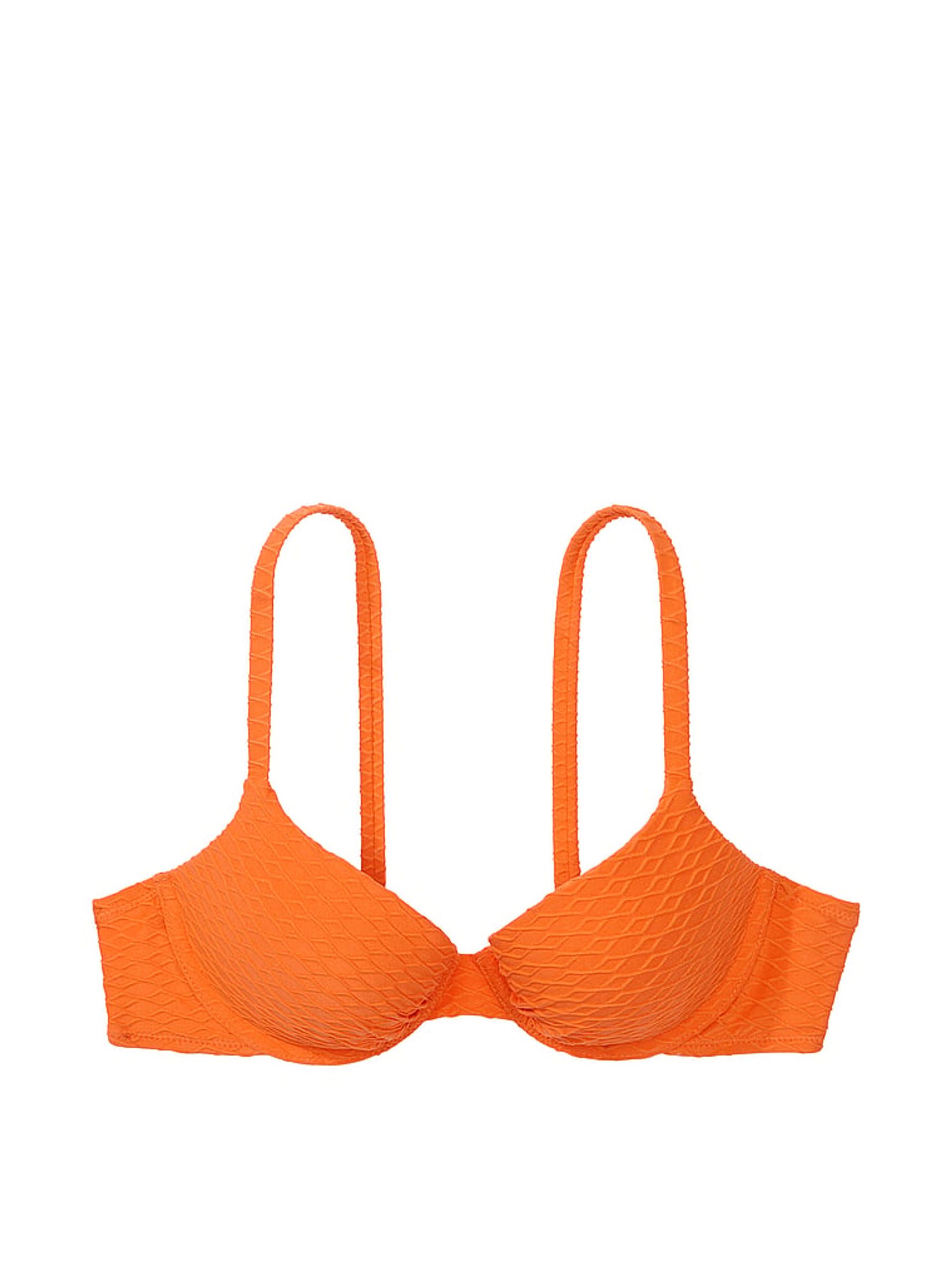 Sunset Orange Fishnet Padded Swim Bikini Top - Image 3 of 3