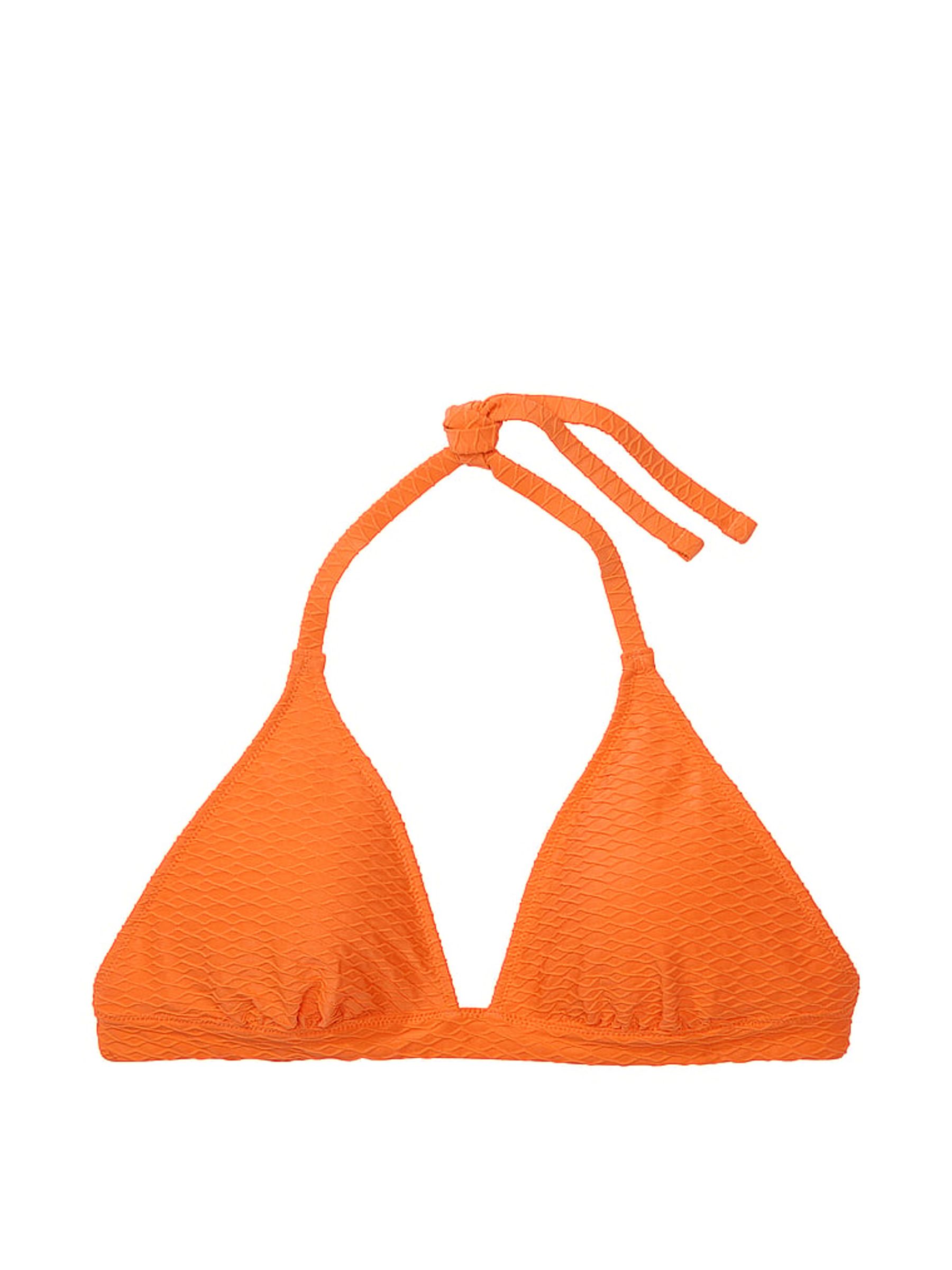 Sunset Orange Fishnet Halter Swim Bikini Top - Image 3 of 3