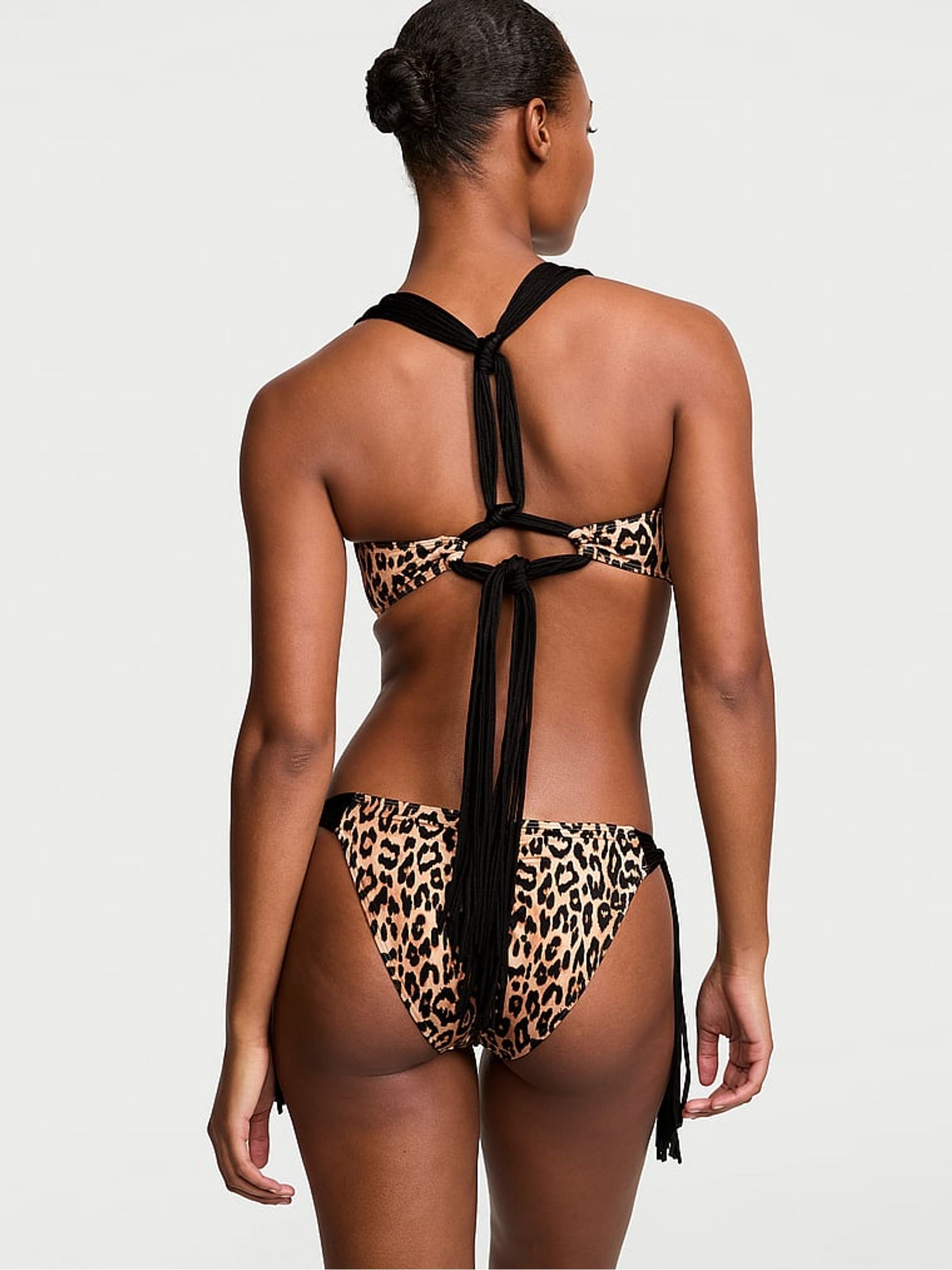 Leopard Brown Cross Over Archive Macrame Swim Bikini Top - Image 2 of 3