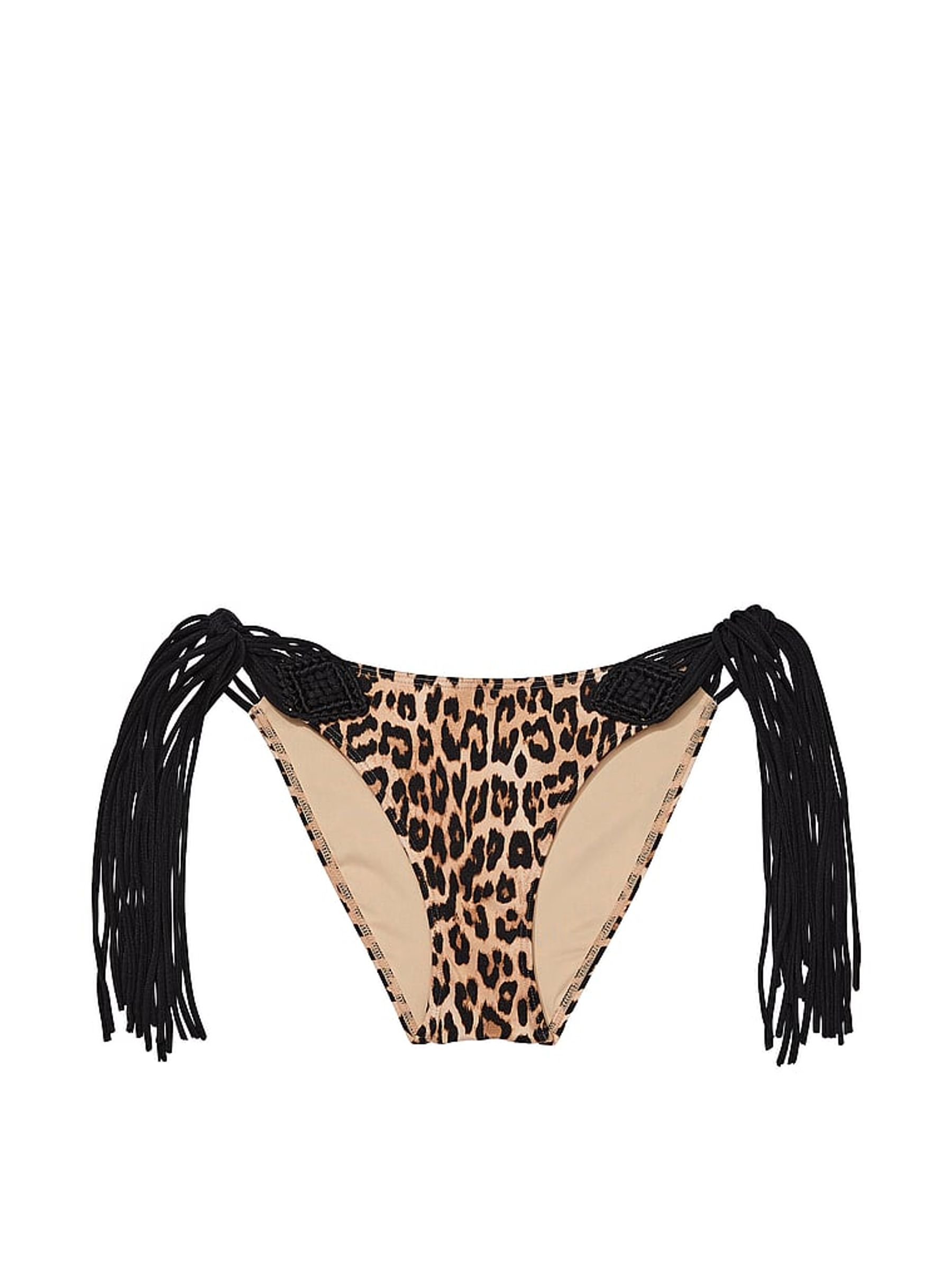Leopard Brown Cheeky Archive Macrame Swim Bikini Bottom - Image 3 of 3