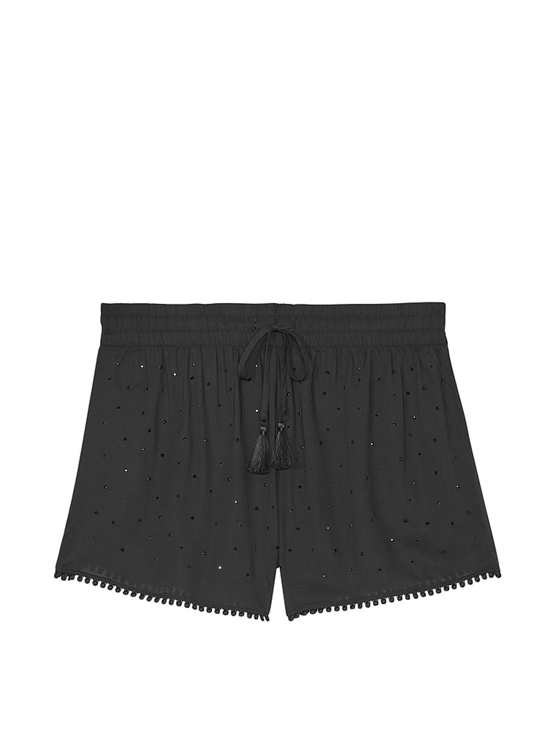 Black Diamante Linen Cover Up Shorts - Image 3 of 3