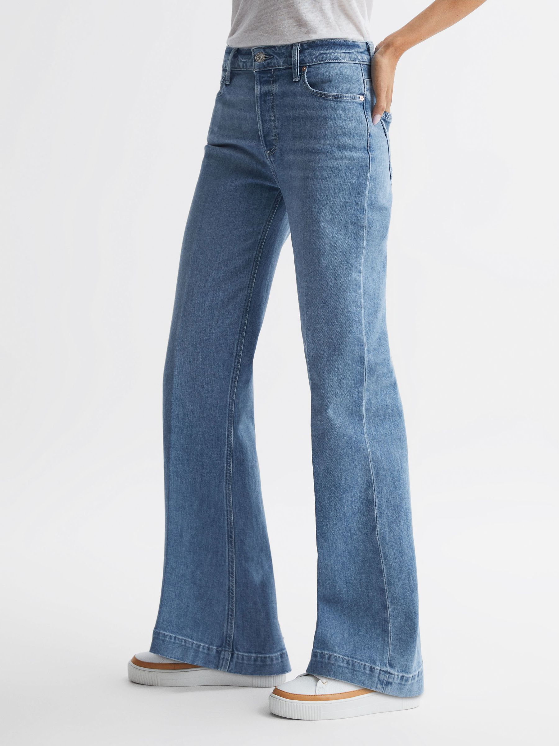 Paige High Rise Flared Jeans in Peace Out - image 2