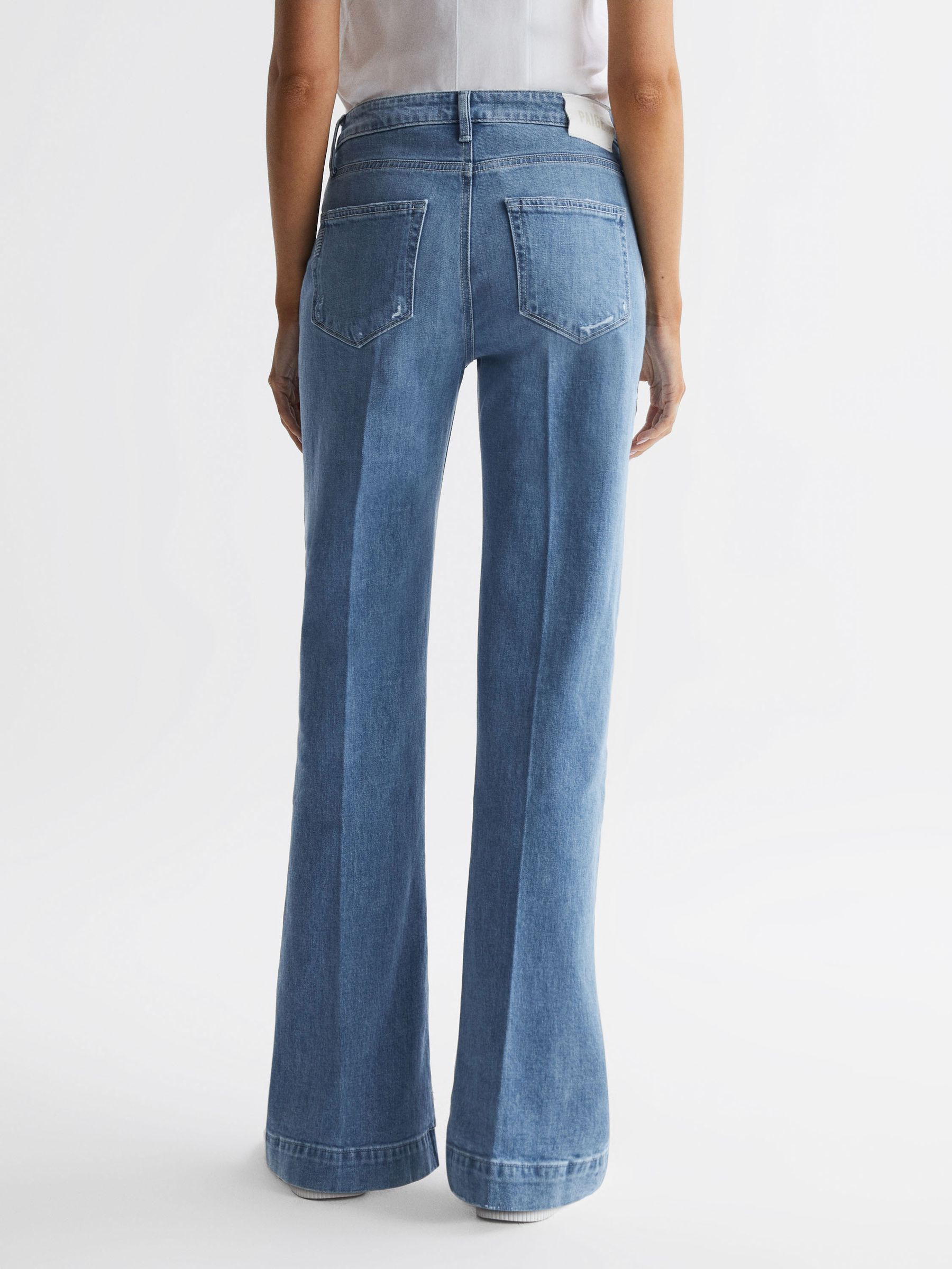 Paige High Rise Flared Jeans in Peace Out - Image 4 of 4