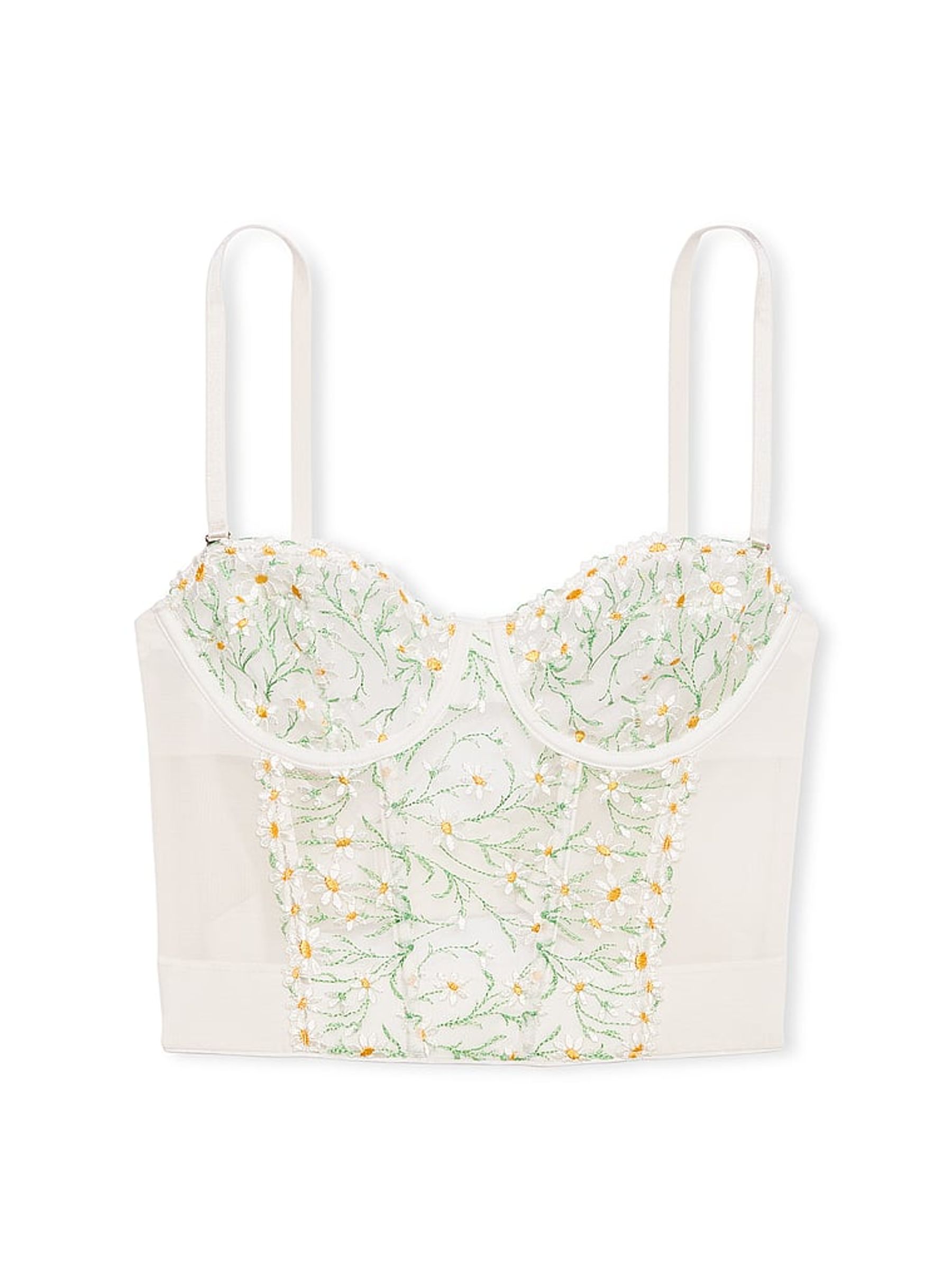 Daisy Embroidery White Corset Bra Top - Image 3 of 4