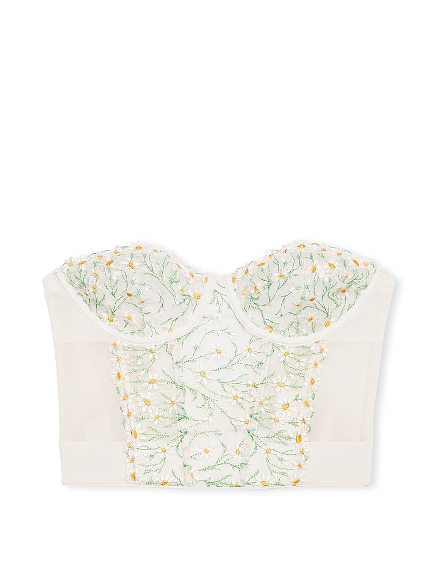 Daisy Embroidery White Corset Bra Top - Image 4 of 4