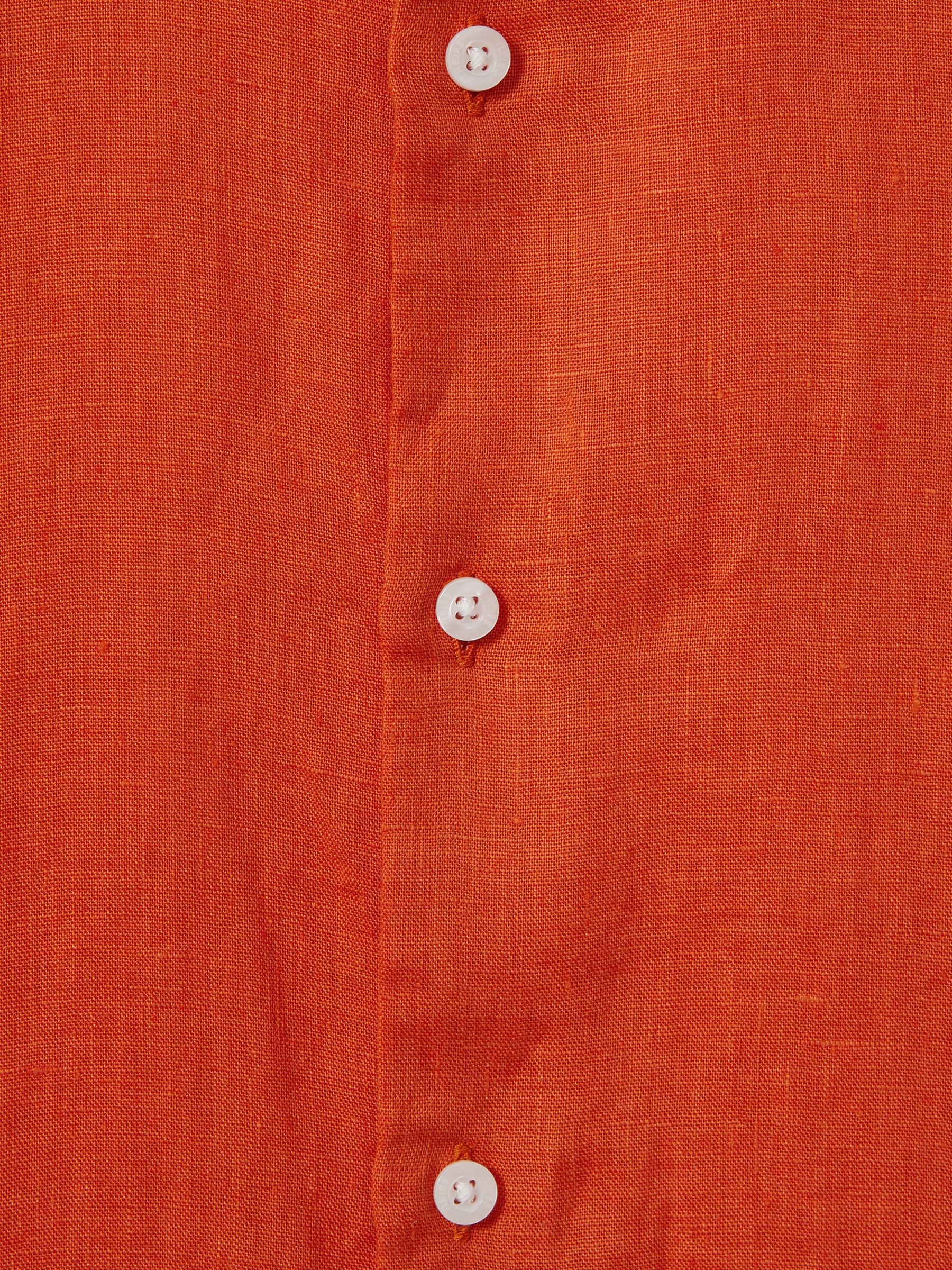Short Sleeve Linen Shirt in Burnt Orange - Image 6 of 6