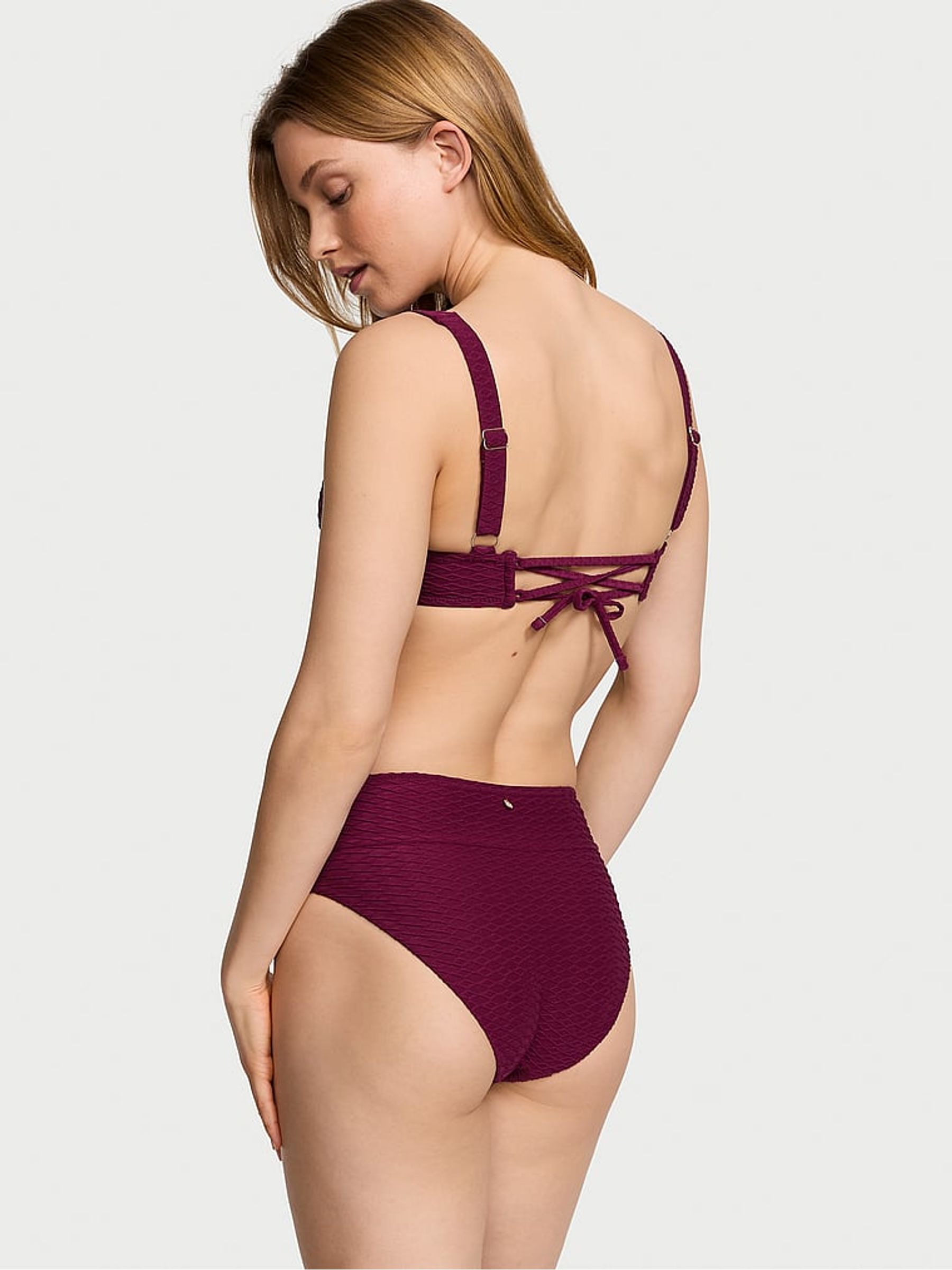 Pink Rouge Fishnet Balcony Swim Bikini Top - Image 2 of 3