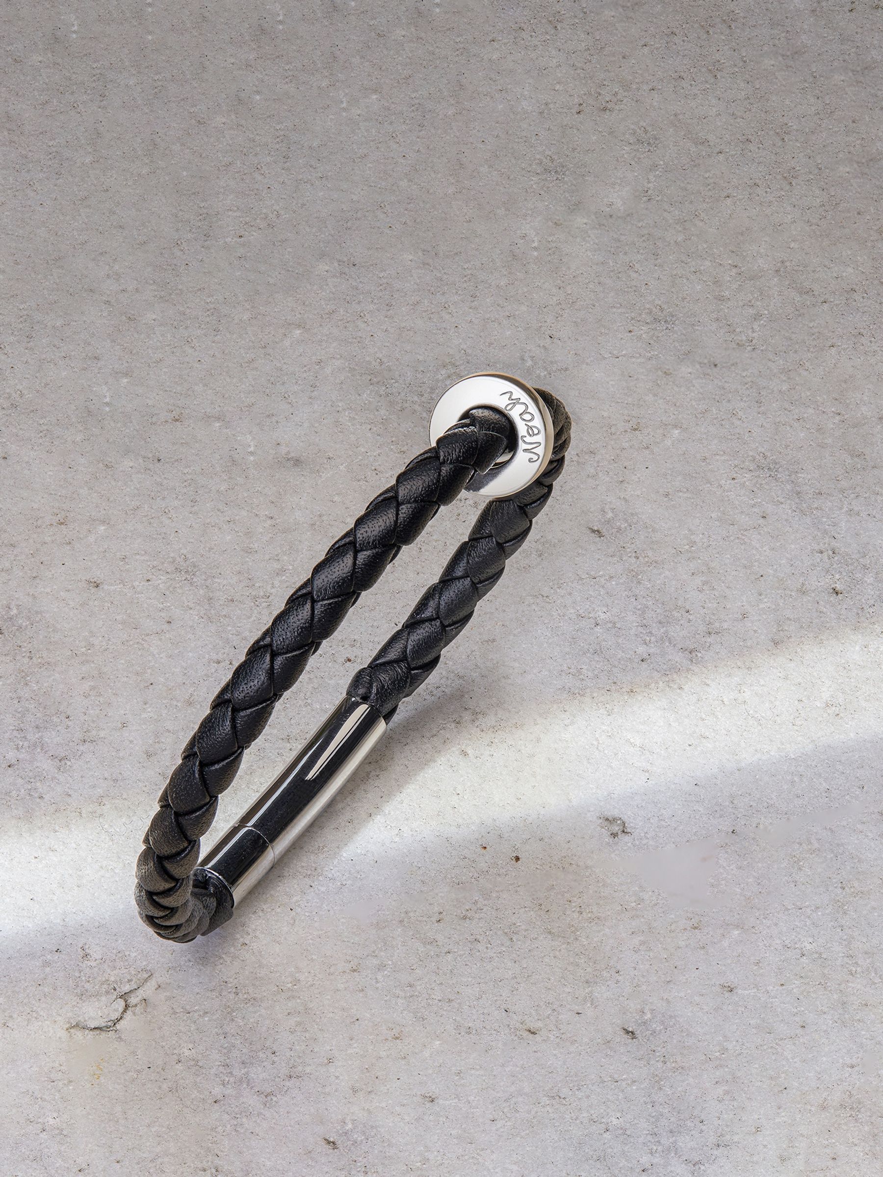 Sterling Silver Merci Maman Men's Personalised Unity Leather Bracelet - Image 2 of 3