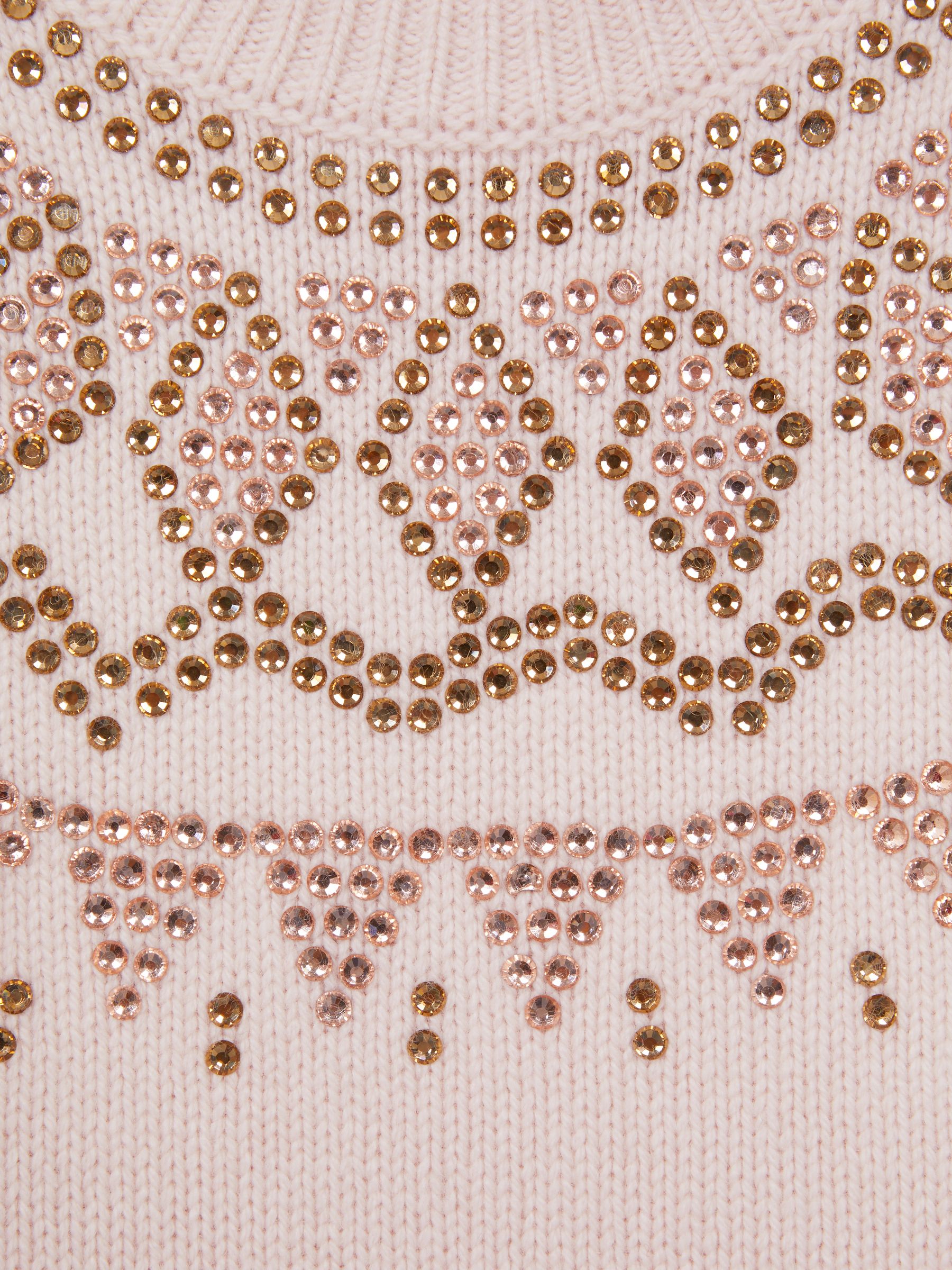 9-14 yrs Wool Blend Embellished Crew Neck Jumper in Soft Pink - Image 6 of 6