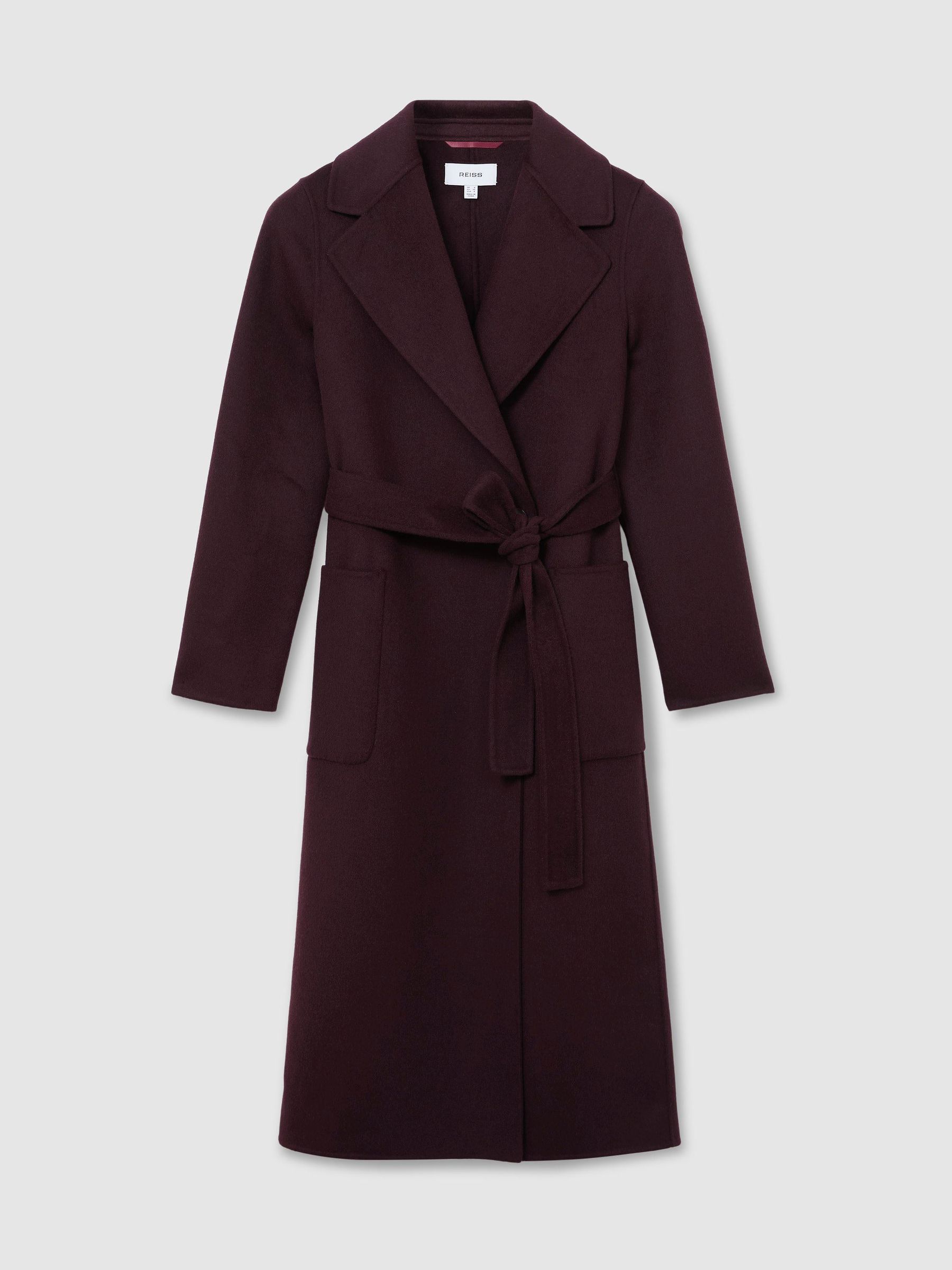Wool-Blend Double-Breasted Blindseam Coat in Grape - Image 2 of 8 Wool-Blend Double-Breasted Blindseam Coat in Grape - Image 2 of 8