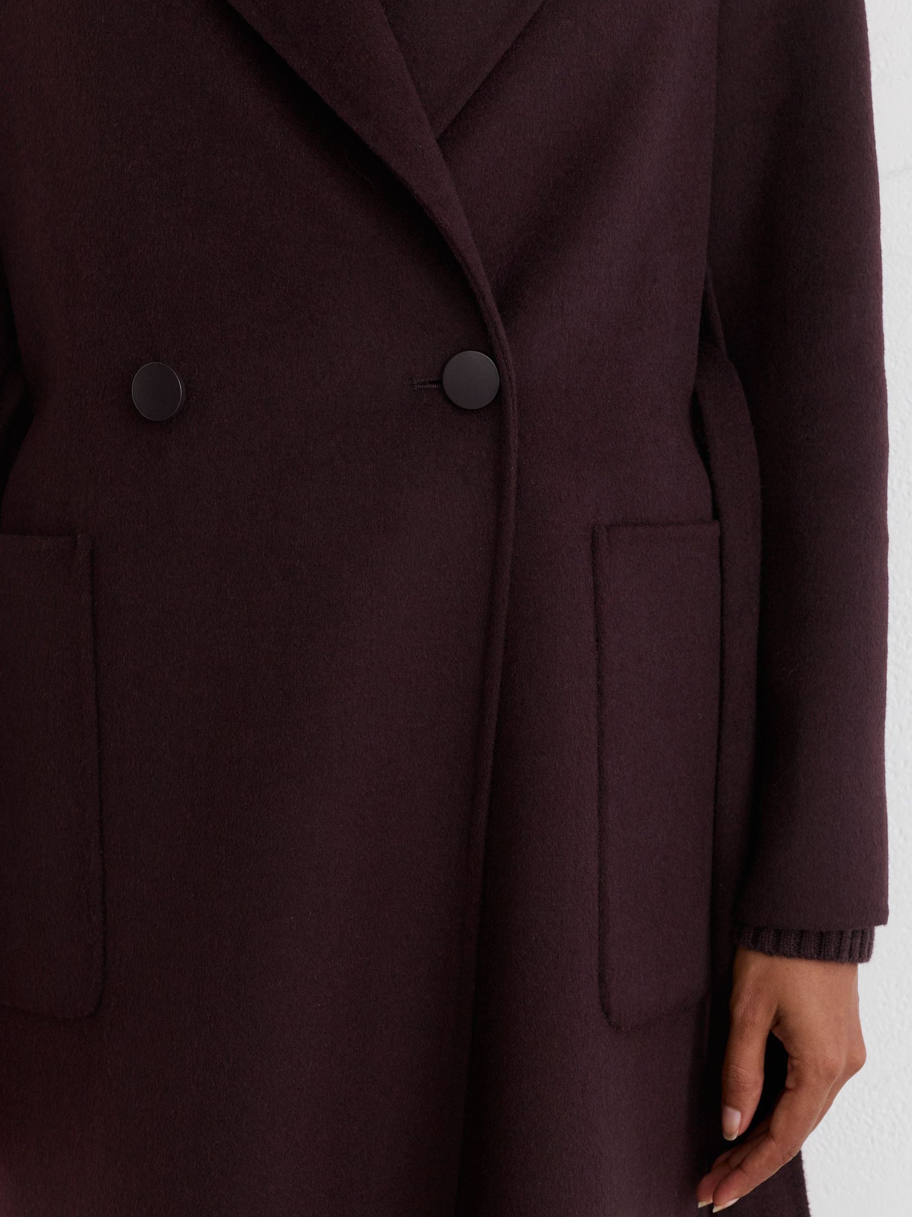 Wool-Blend Double-Breasted Blindseam Coat in Grape - Image 5 of 8