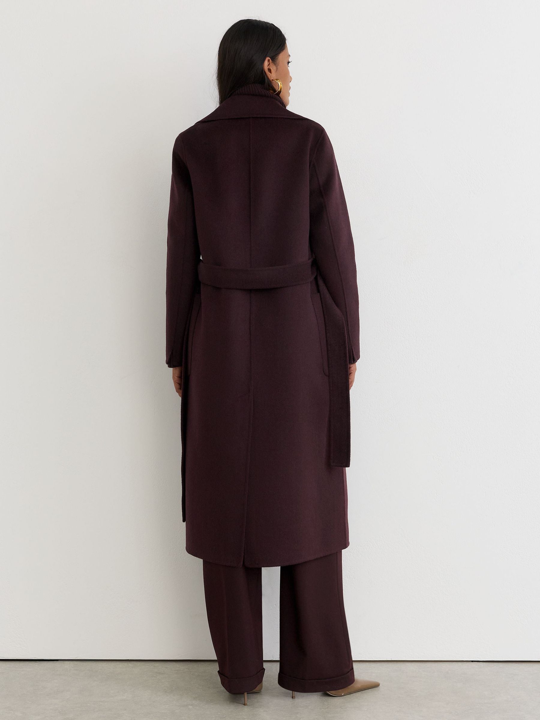 Wool-Blend Double-Breasted Blindseam Coat in Grape - Image 6 of 8